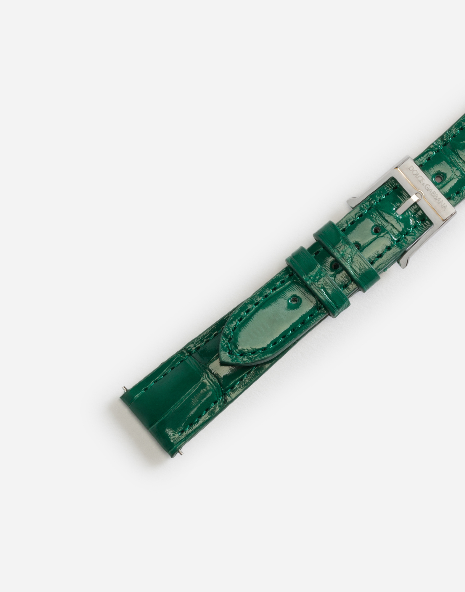 DOLCE & GABBANA ALLIGATOR STRAP WITH BUCKLE AND HOOK IN STEEL