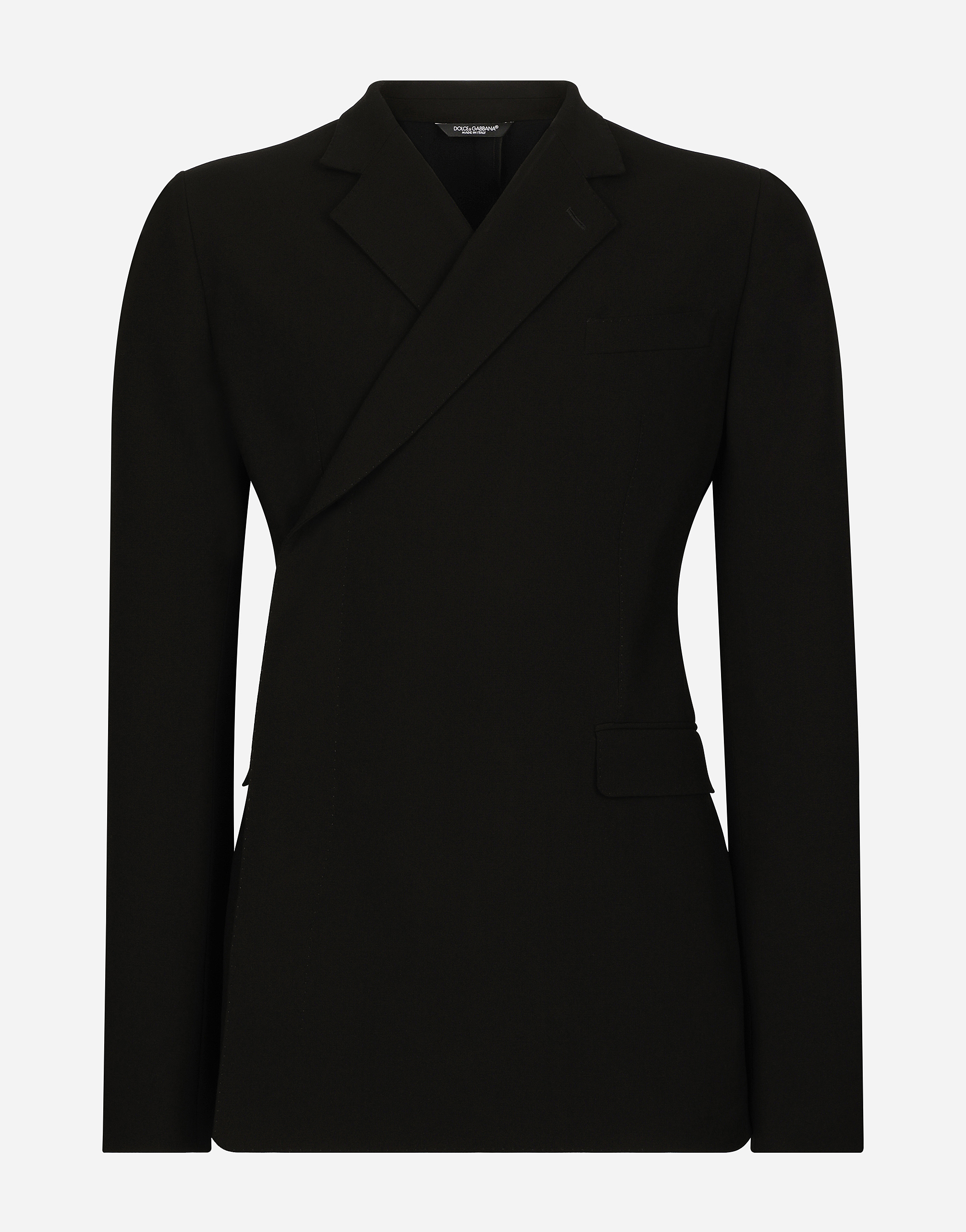 Shop Dolce & Gabbana Fitted Double-breasted Stretch Wool Jacket In ブラック