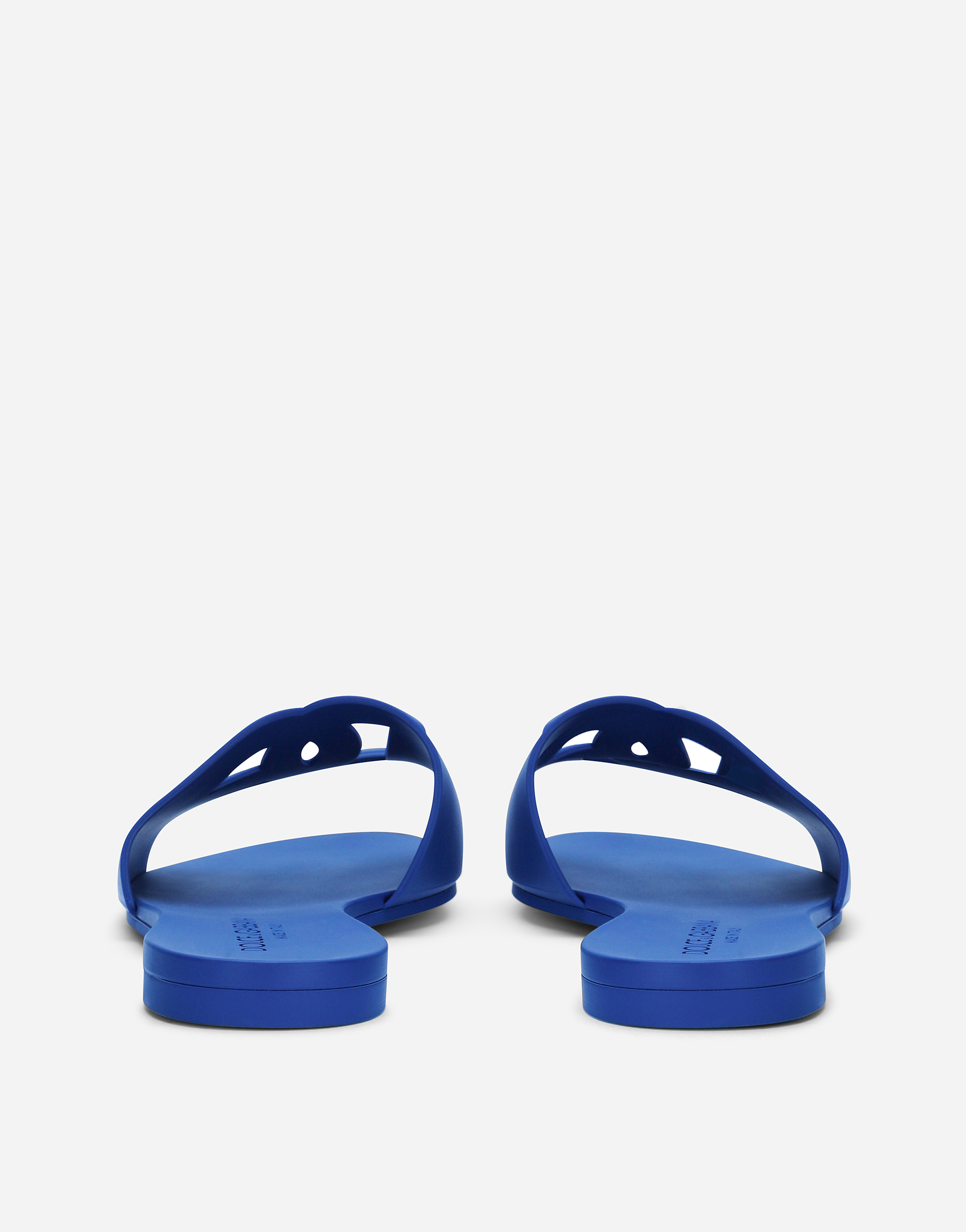 Shop Dolce & Gabbana Rubber Beachwear Sliders In Blue