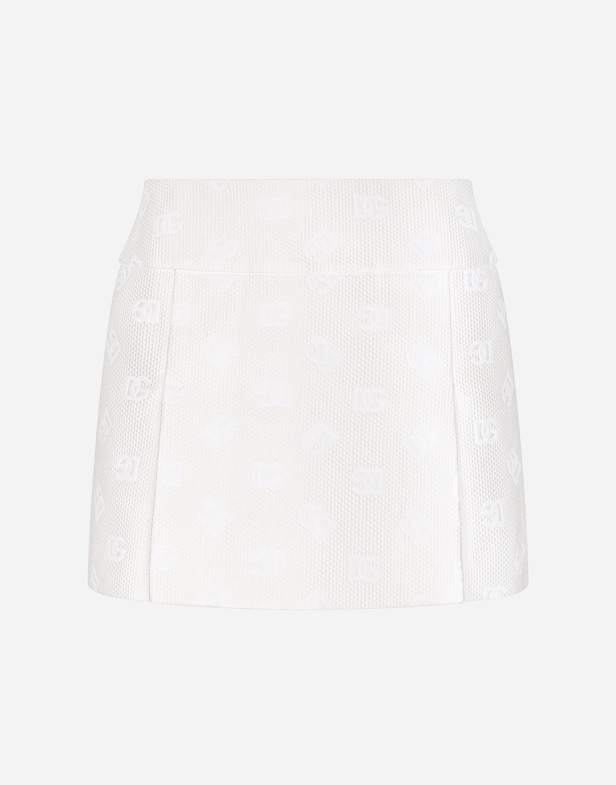 Dolce & Gabbana Jacquard Miniskirt With All-over Dg Logo - Woman Skirts White