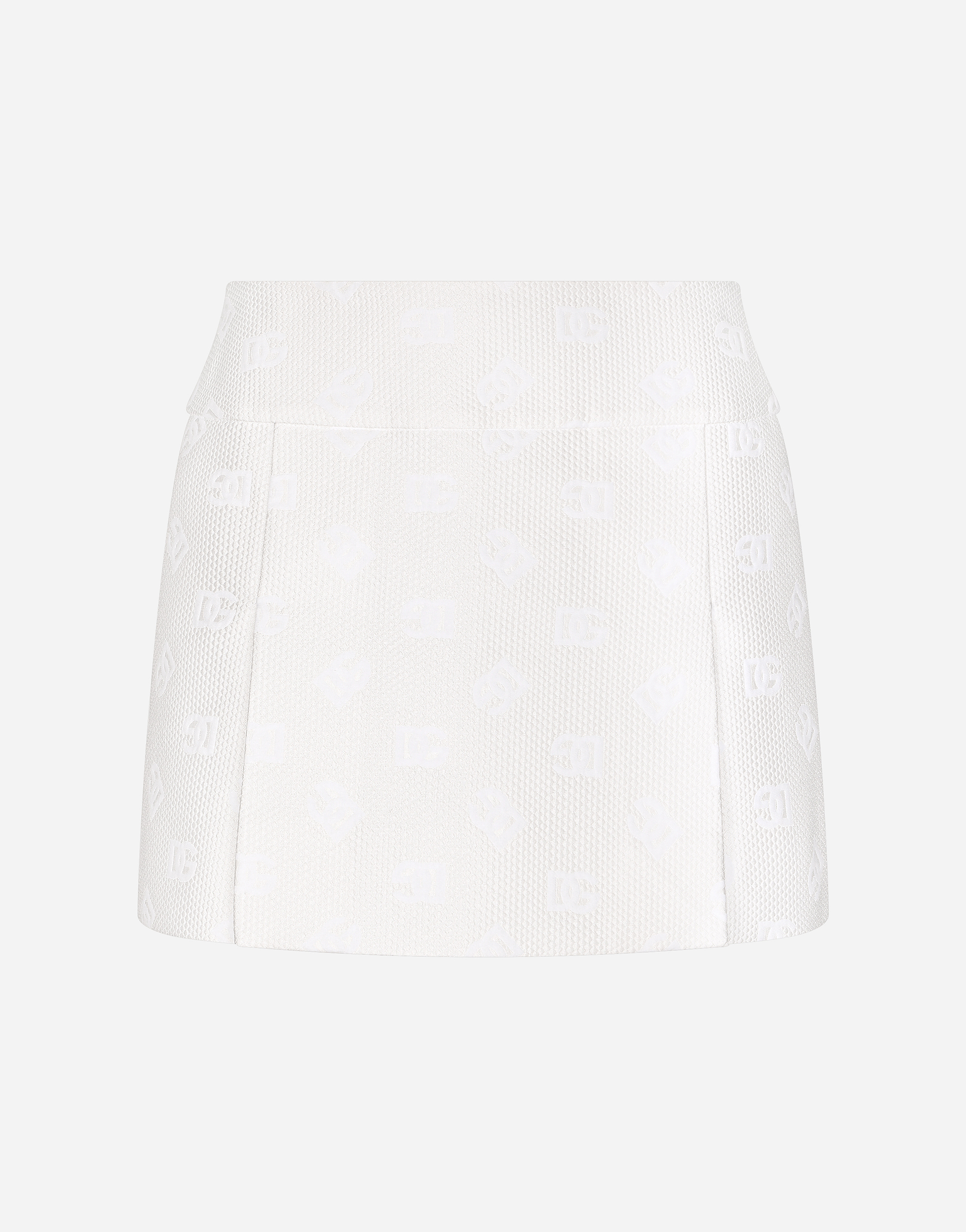 Dolce & Gabbana Jacquard Miniskirt With All-over Dg Logo In White
