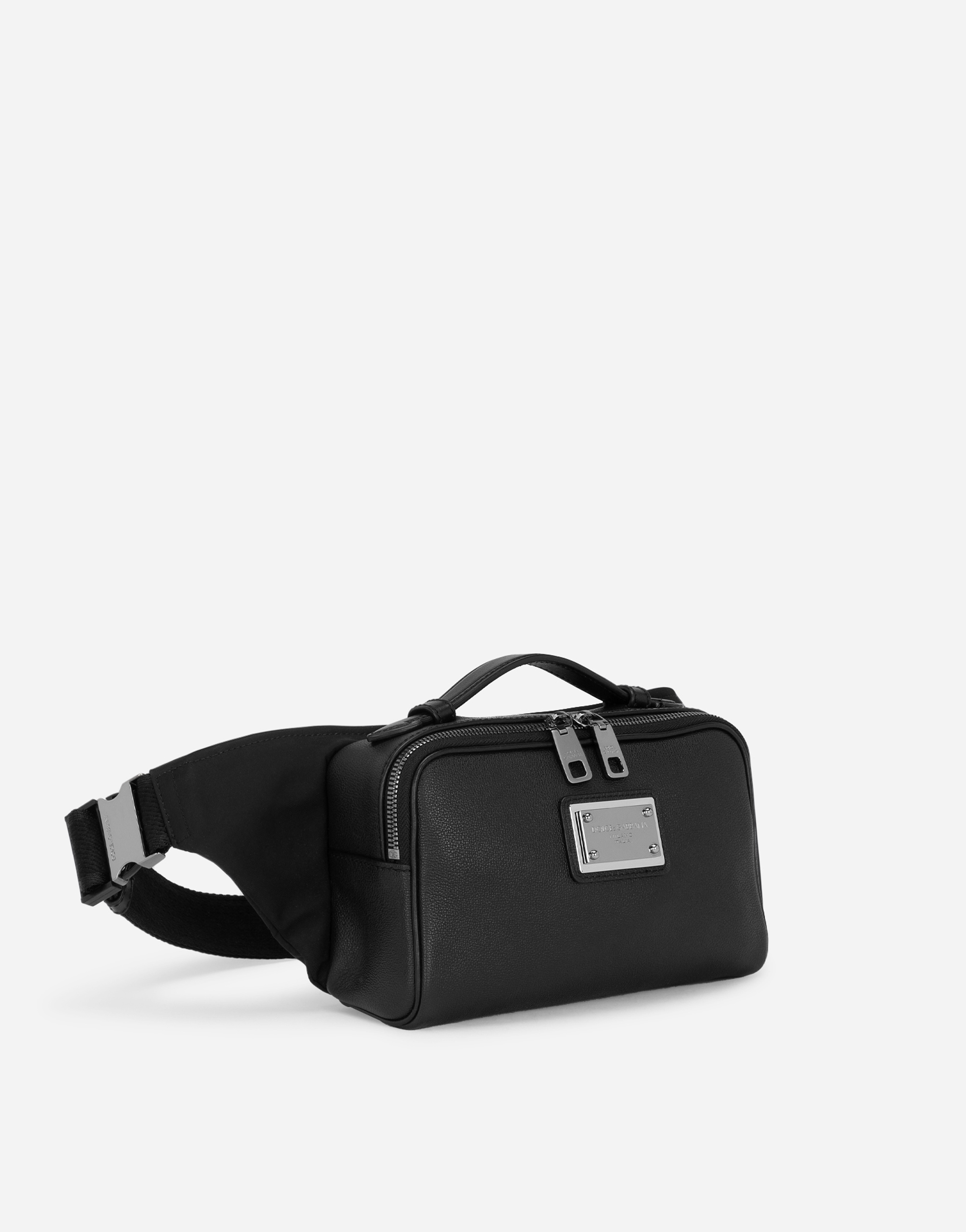 DOLCE & GABBANA GRAINY CALFSKIN AND NYLON BELT BAG