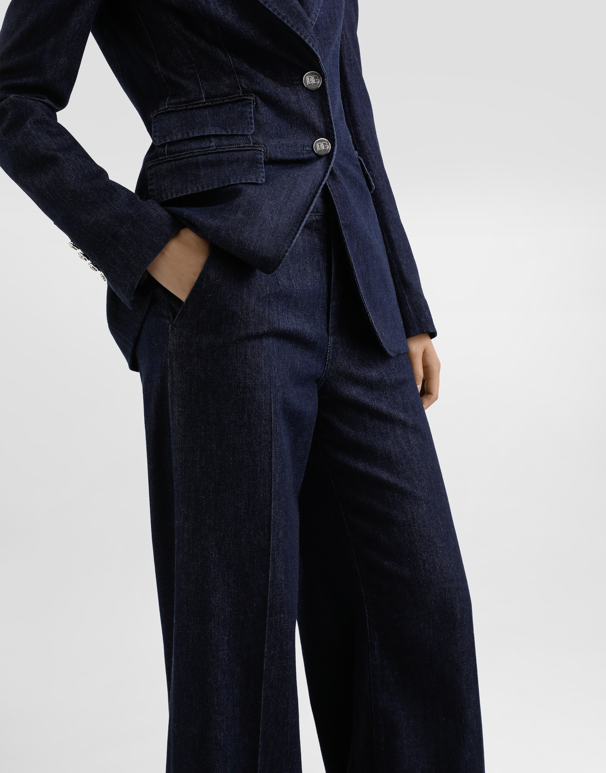 DOLCE & GABBANA SILK DENIM PALAZZO PANTS 