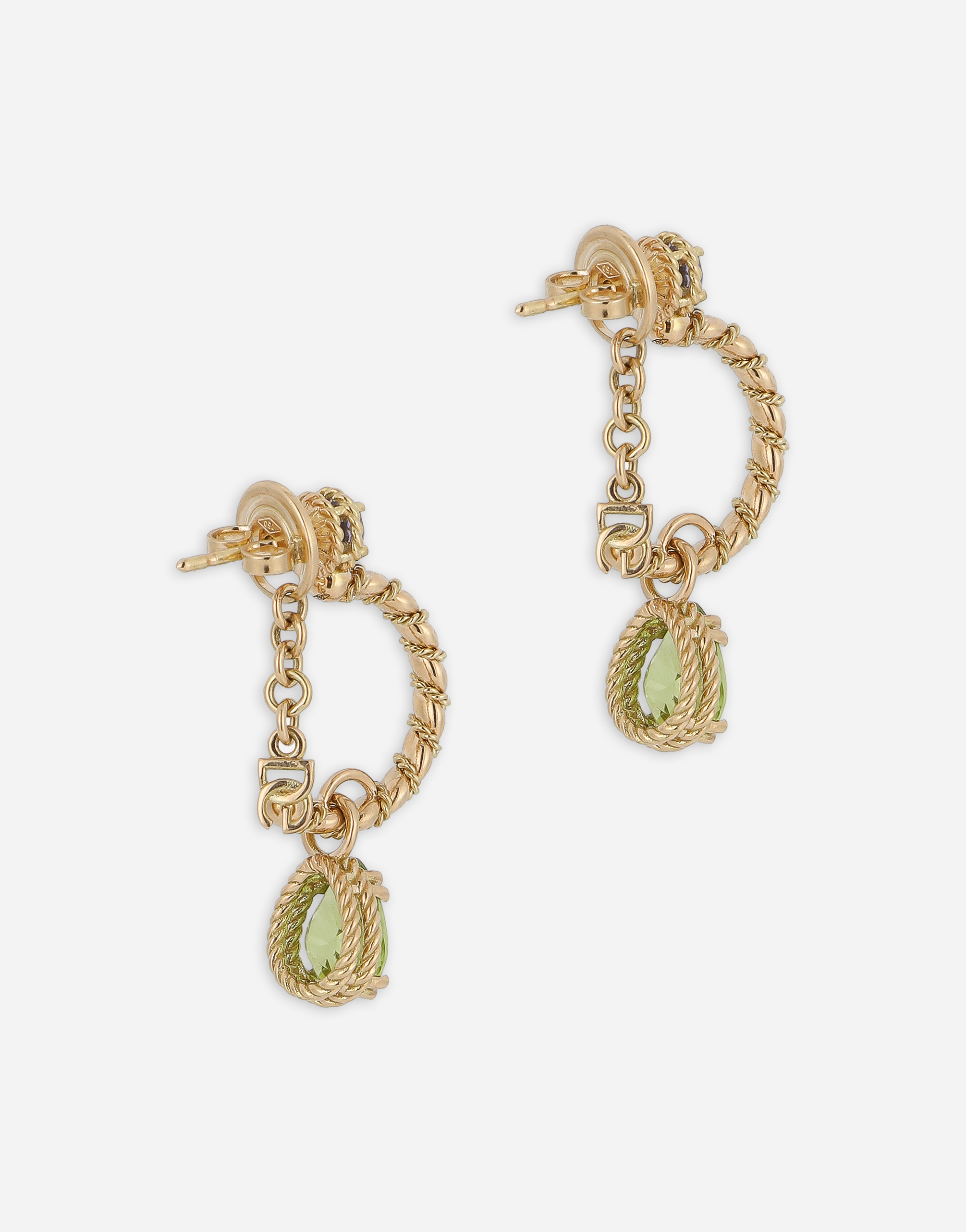 DOLCE & GABBANA 18 KT YELLOW GOLD EARRINGS  WITH MULTICOLOR FINE GEMSTONES