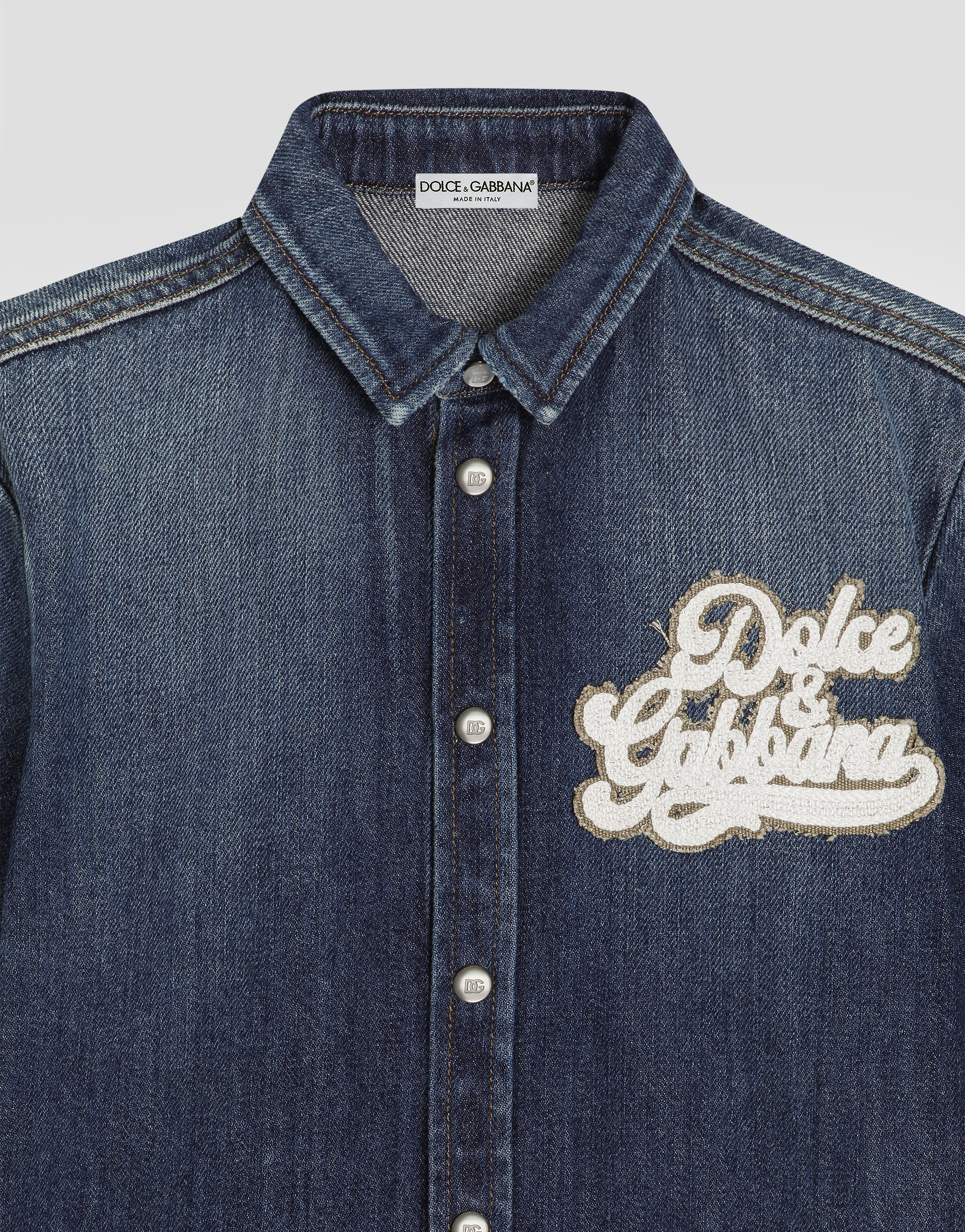  Dolce & Gabbana Denim Shirt With Patch - Mann Hemden Mehrfarbig 2 Years 