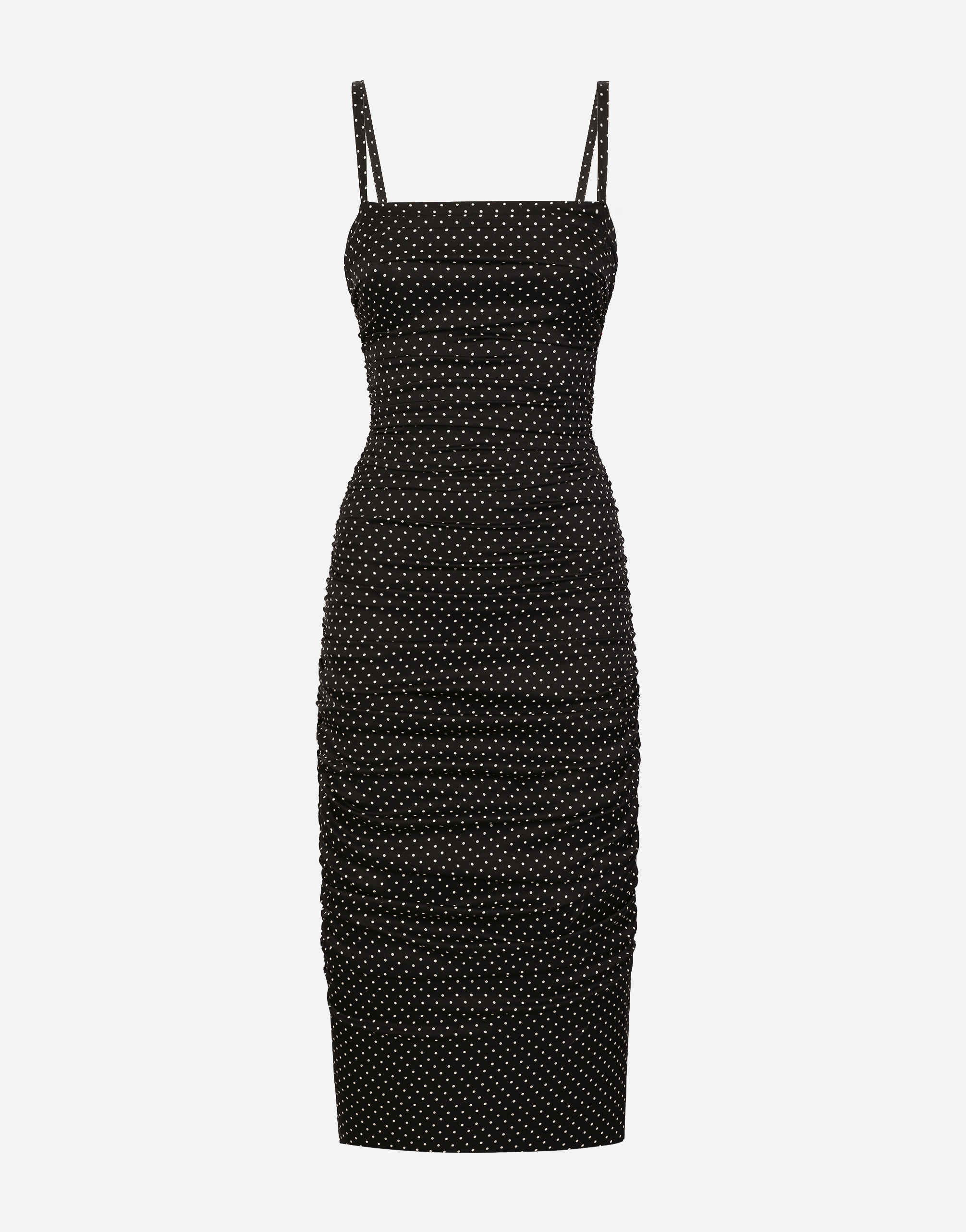 Shop Dolce & Gabbana Charmeuse Sheath Dress With Micro Polka-dot Print: