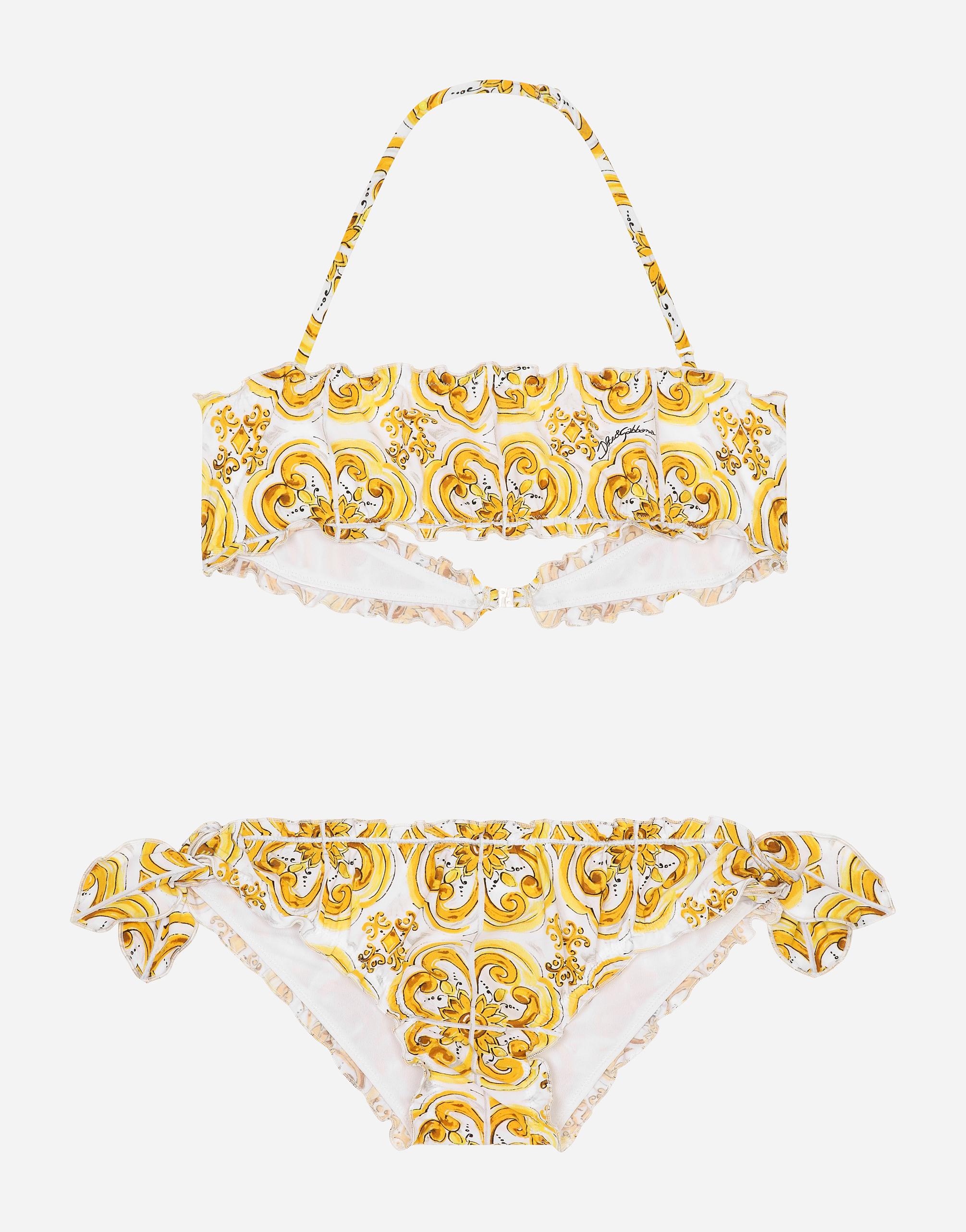 Dolce & Gabbana Yellow Majolica-print Bikini - Woman Beachwear Print 3