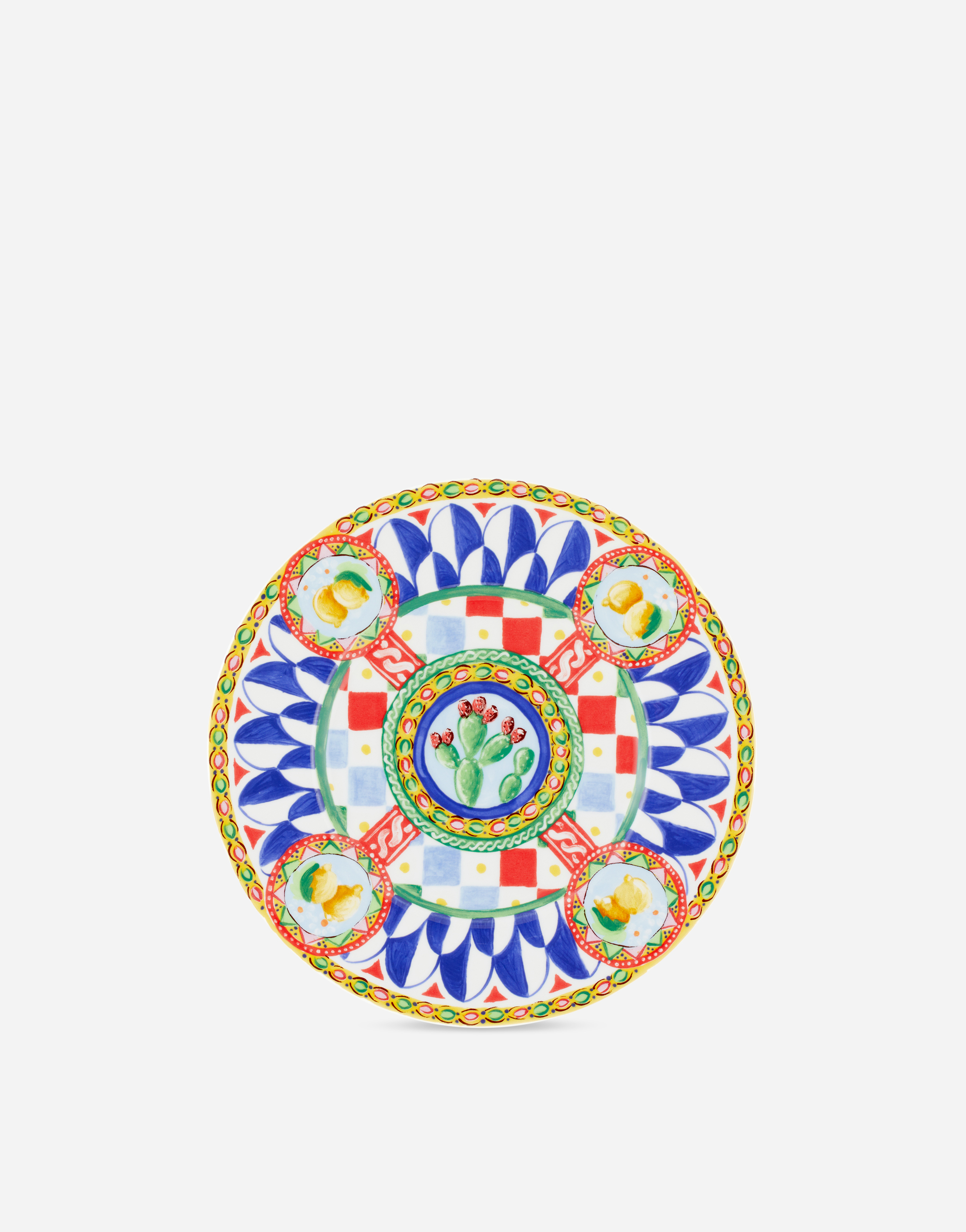 Dolce & Gabbana Set 2 Dessert Plates In Fine Porcelain Multicolor Unisex Onesize In Multicolor