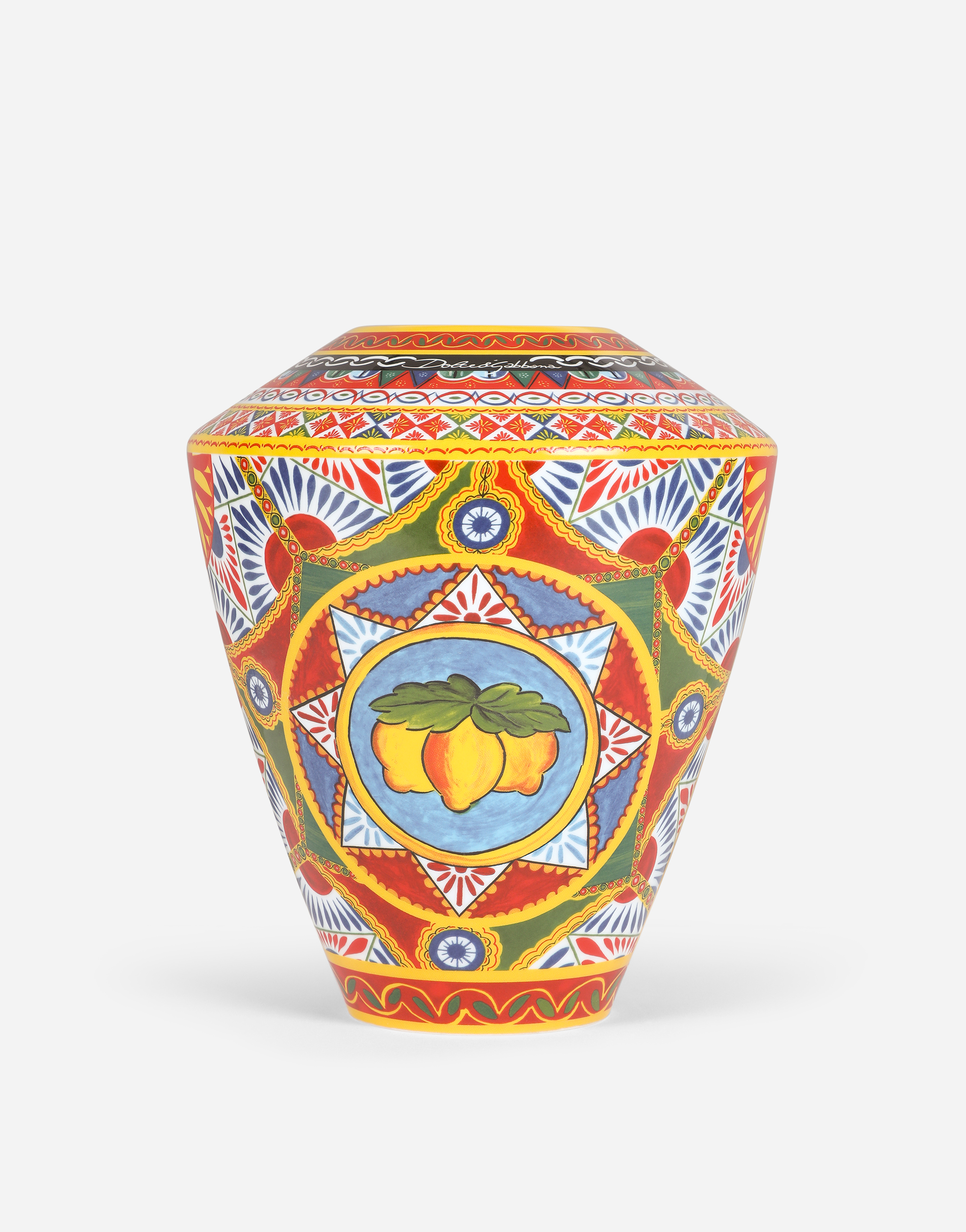 Dolce & Gabbana Large Amphora Porcelain Vase In Multicolore