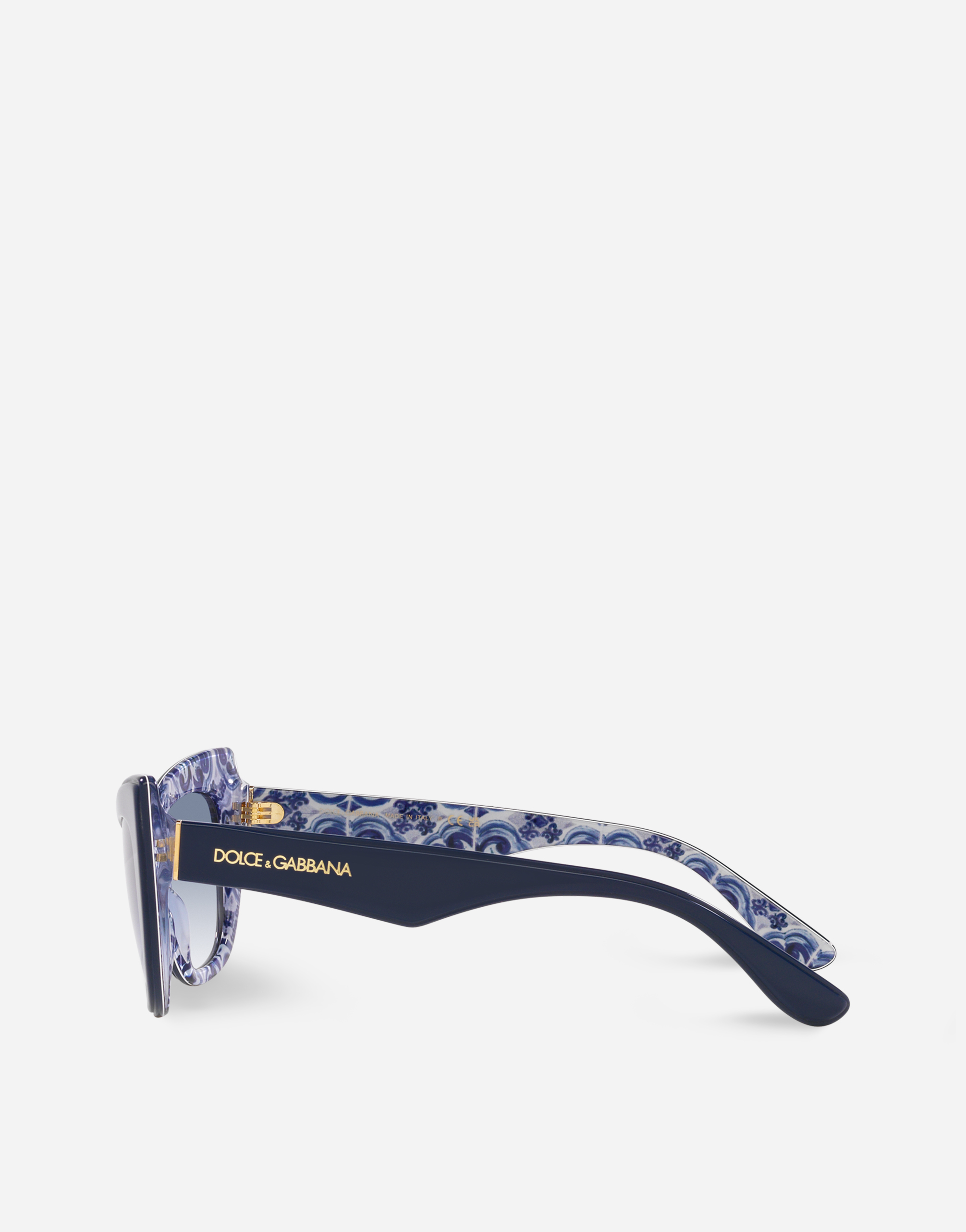 Shop Dolce & Gabbana New Print Sunglasses In Blue Nevy On Maiolica