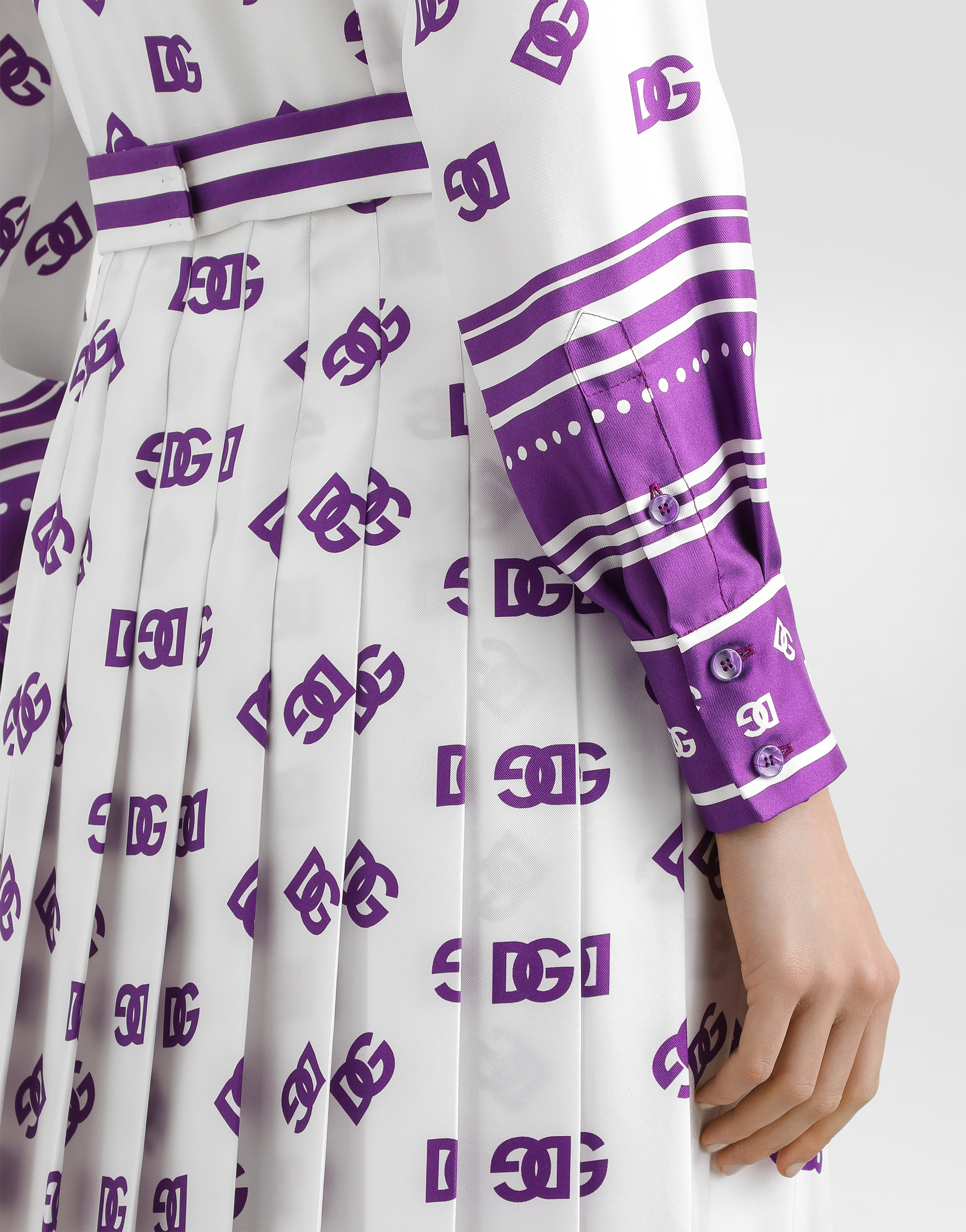 DG logo all-over print twill shirt dress