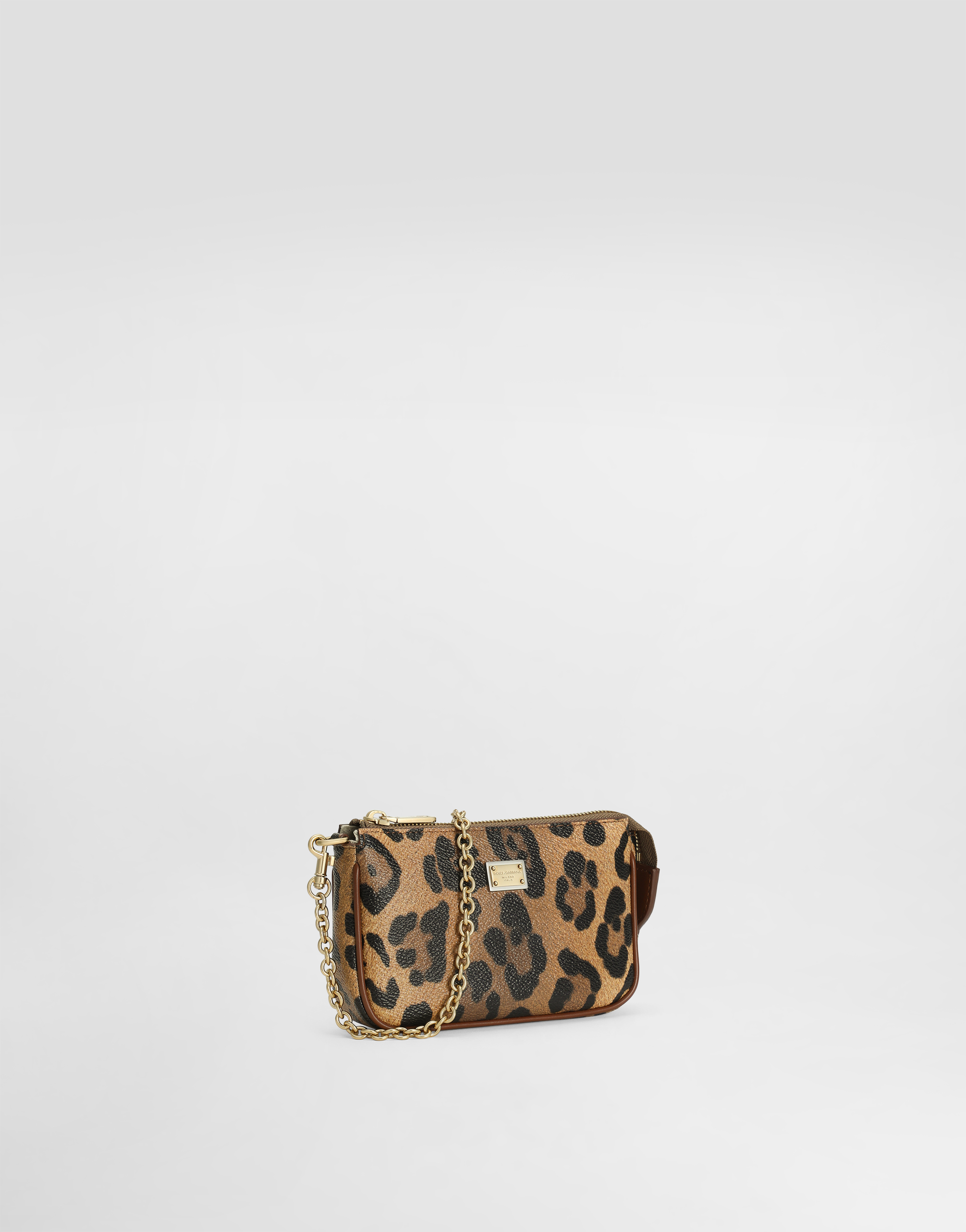 Dolce & Gabbana Girls Leather Leopard Print Shoulder Bag In Brown