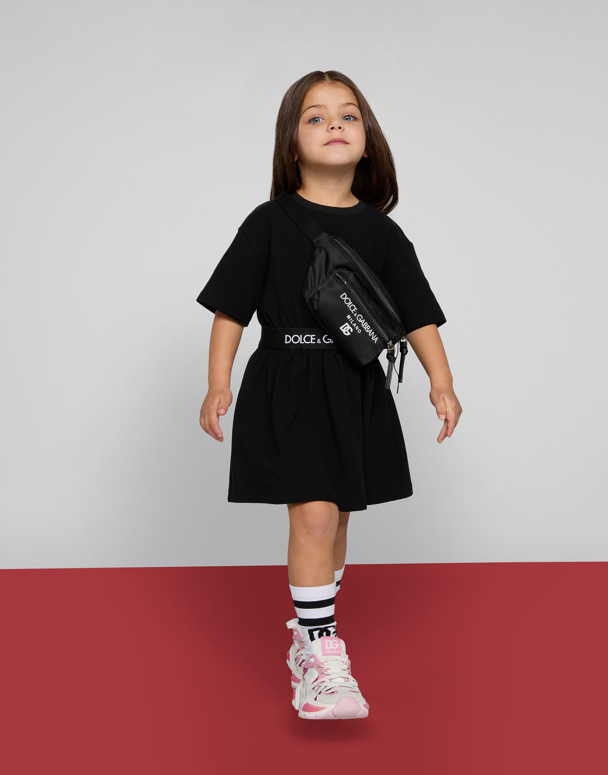 Dolce & Gabbana Interlock Dress With Branded Elastic In Black