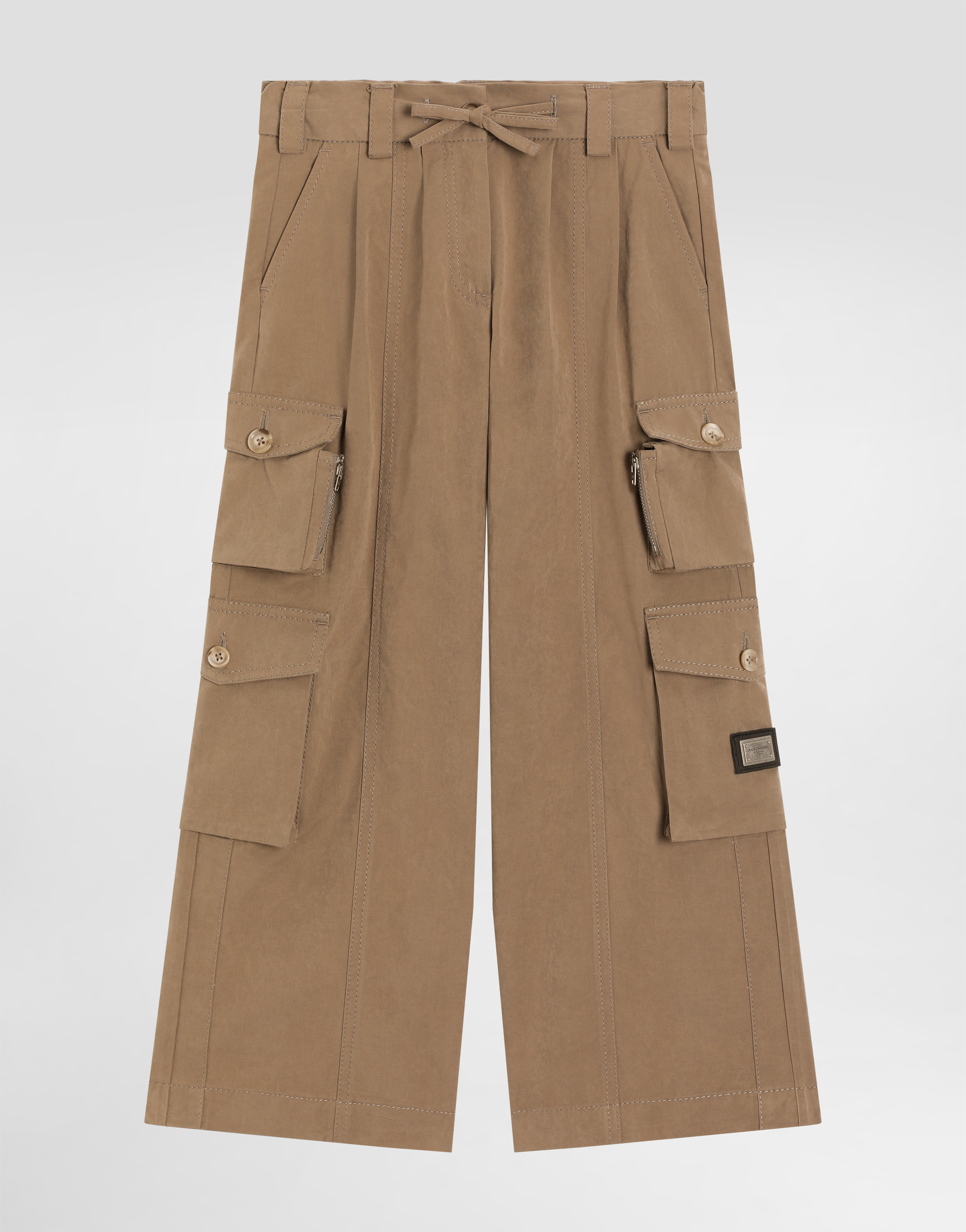 DOLCE&GABBANA フレアパンツベージュ 40 Waxed faille cargo trousers in Beige for Girls | Dolce&Gabbana® US