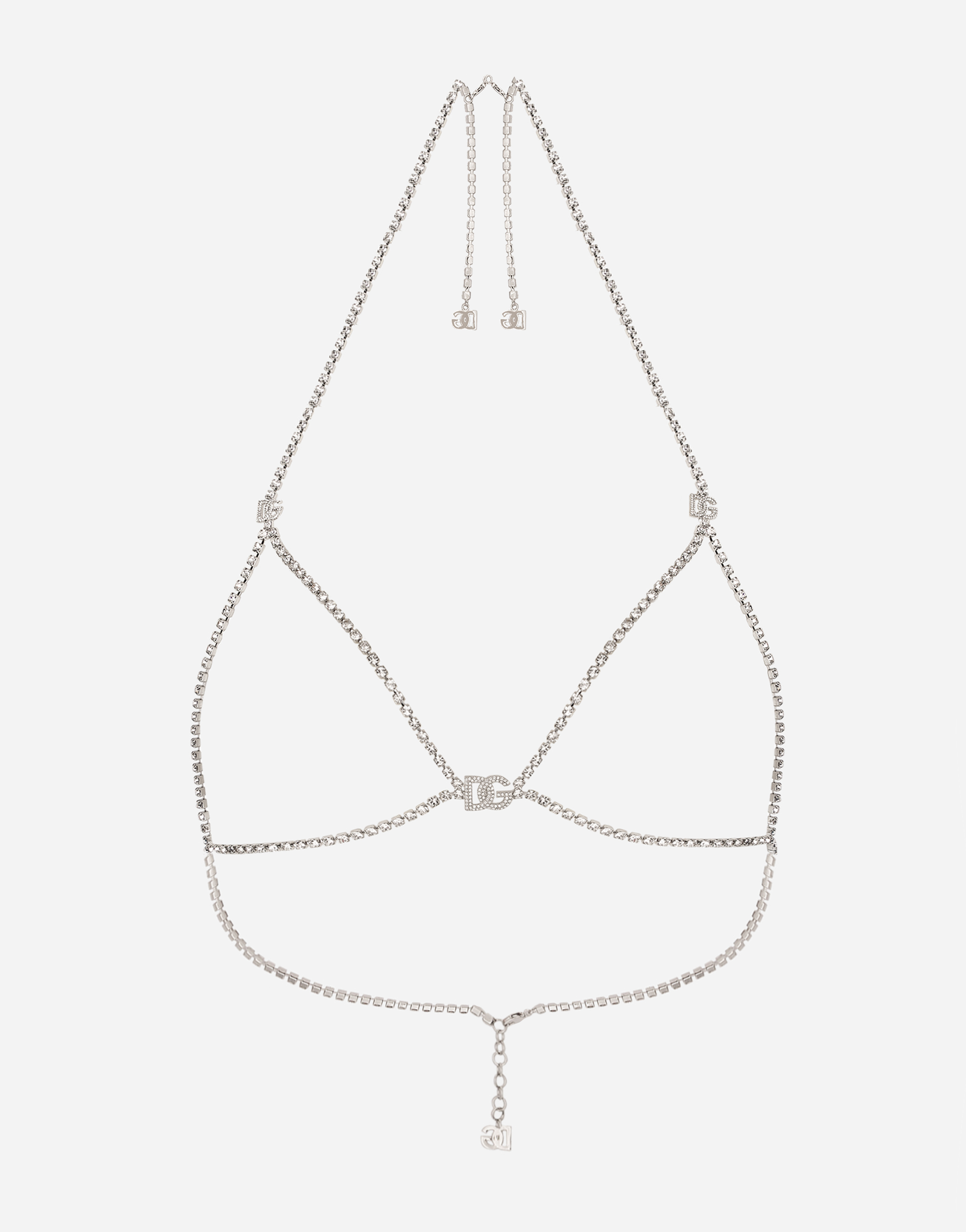 Dolce & Gabbana Rigid Rhinestone-detailed Decorative Bra With Dg Logo - Woman Bijoux Silver Metal Onesize