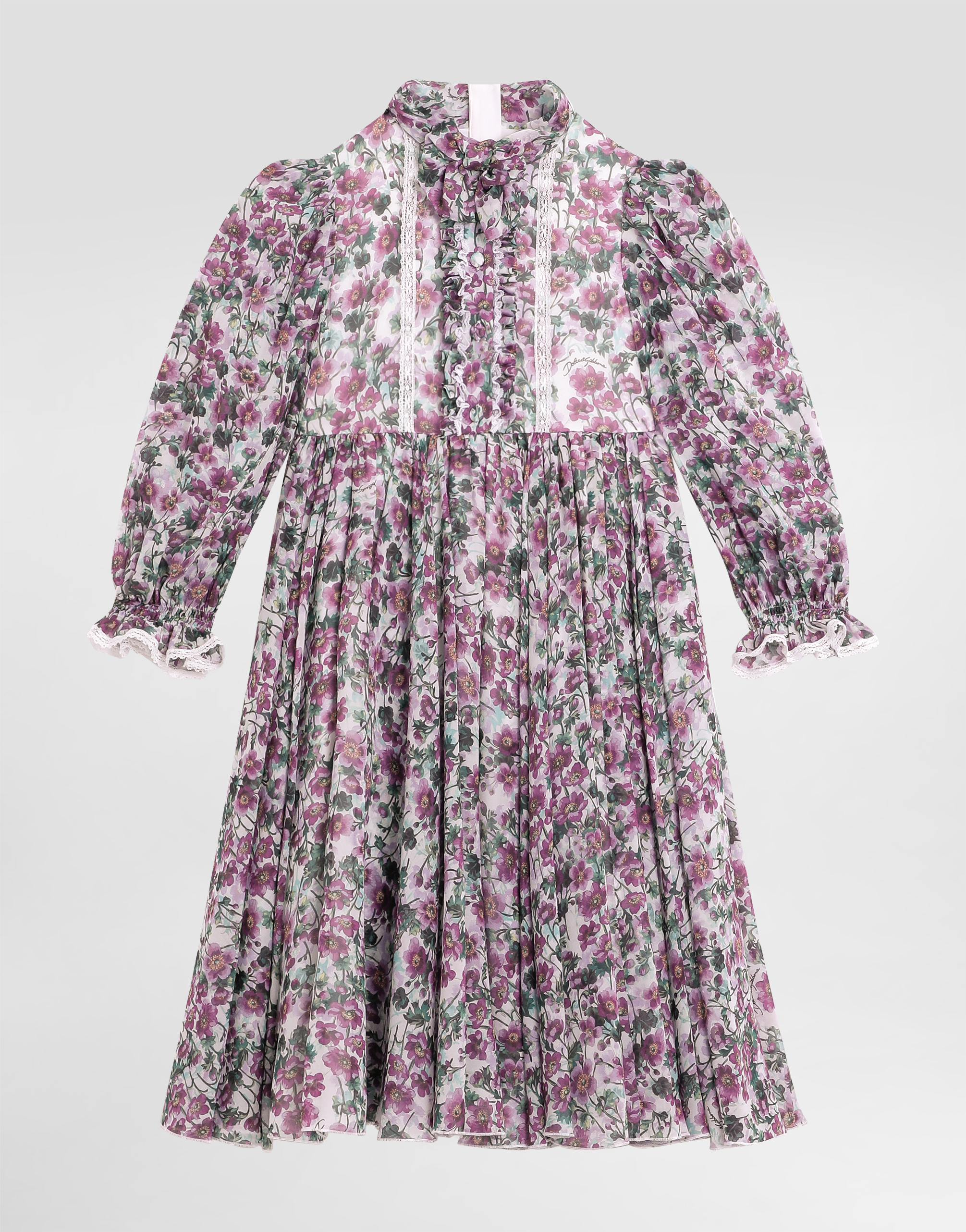 Dolce & Gabbana Violet-print Crêpe Dress In Multi