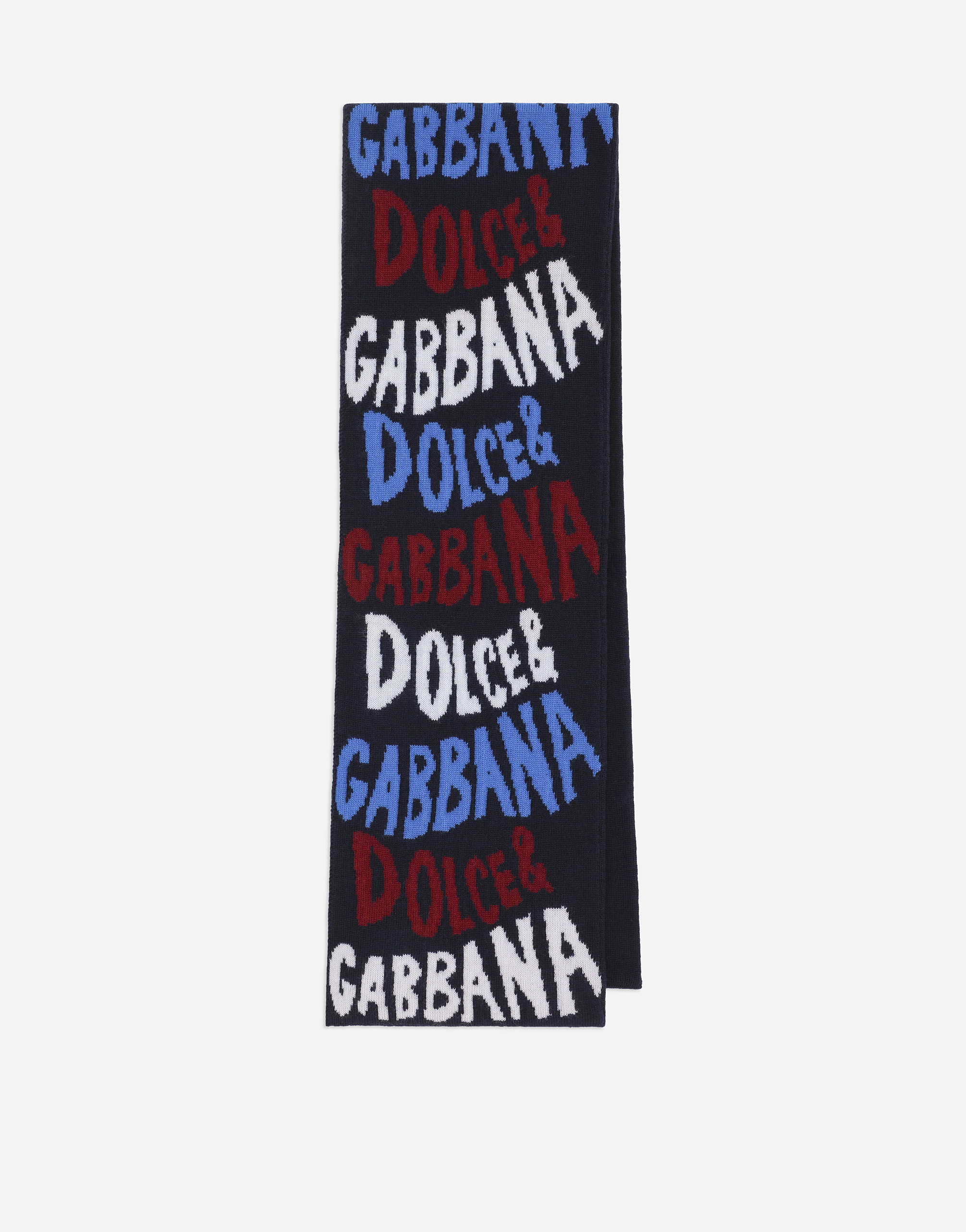 Wool jacquard scarf with Dolce&Gabbana logo in Multicolor for Men