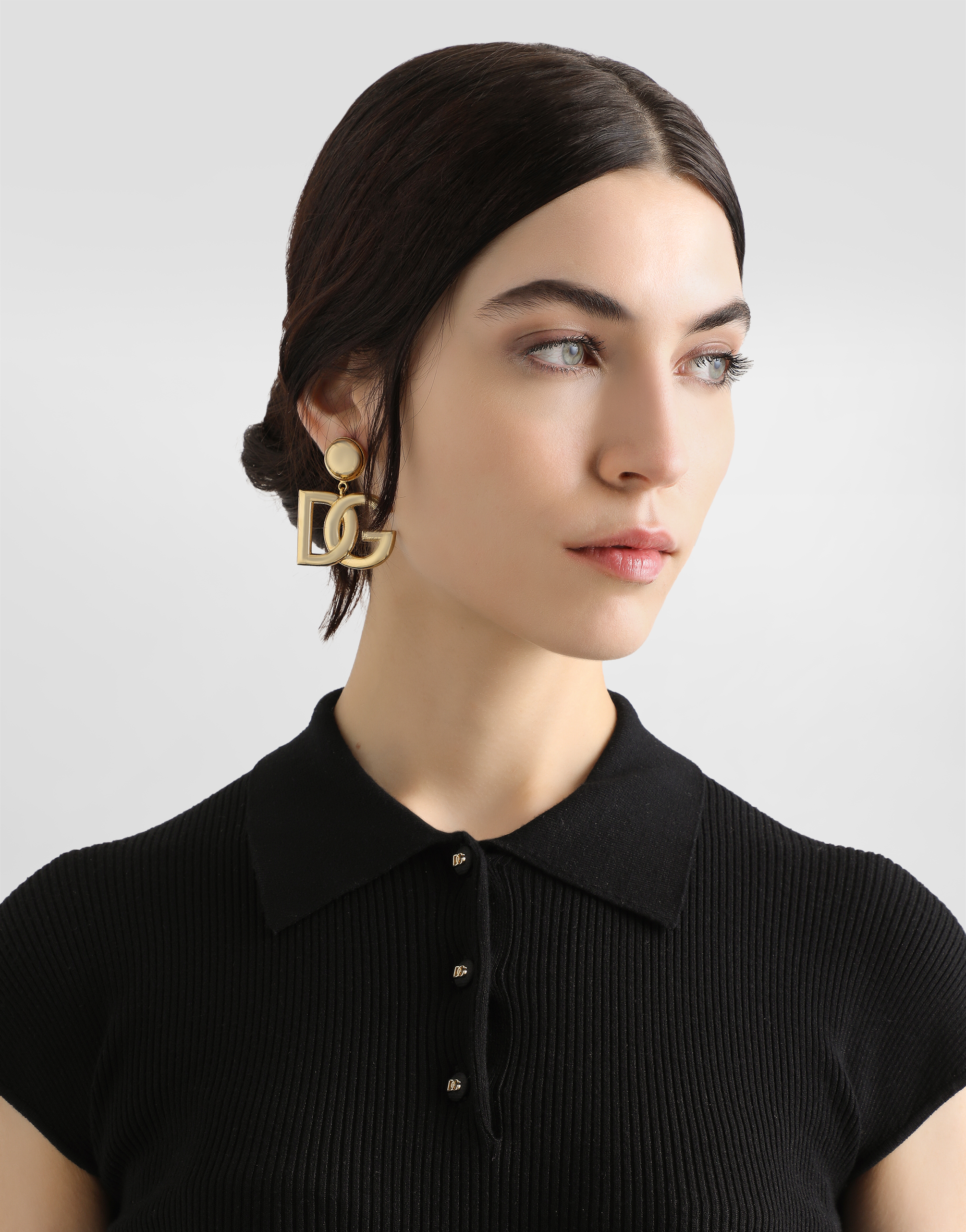 Dolce & Gabbana Ribbed Knit Polo T-shirt In Black
