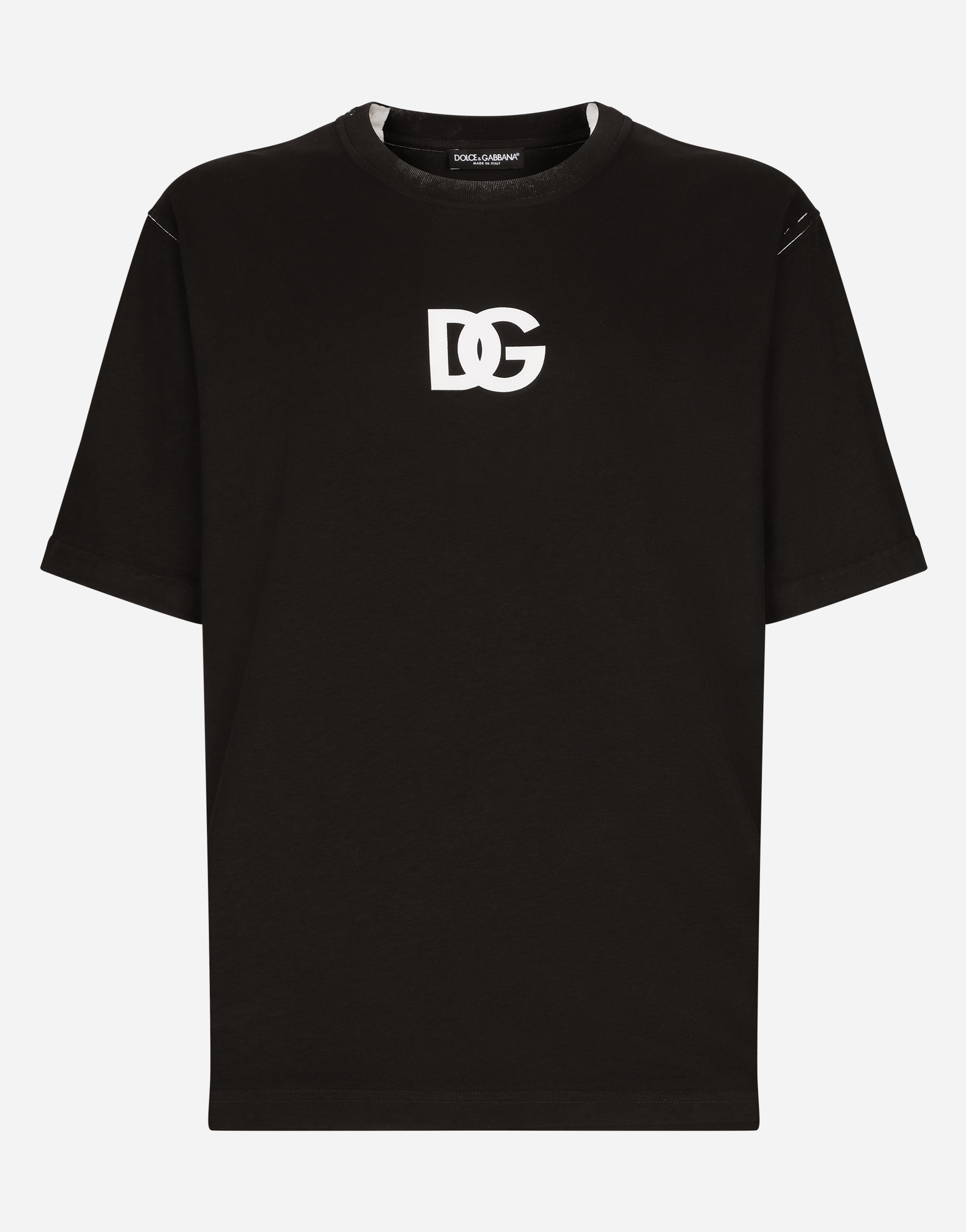 Dolce & Gabbana Dg Logo Print Cotton T-shirt In Black
