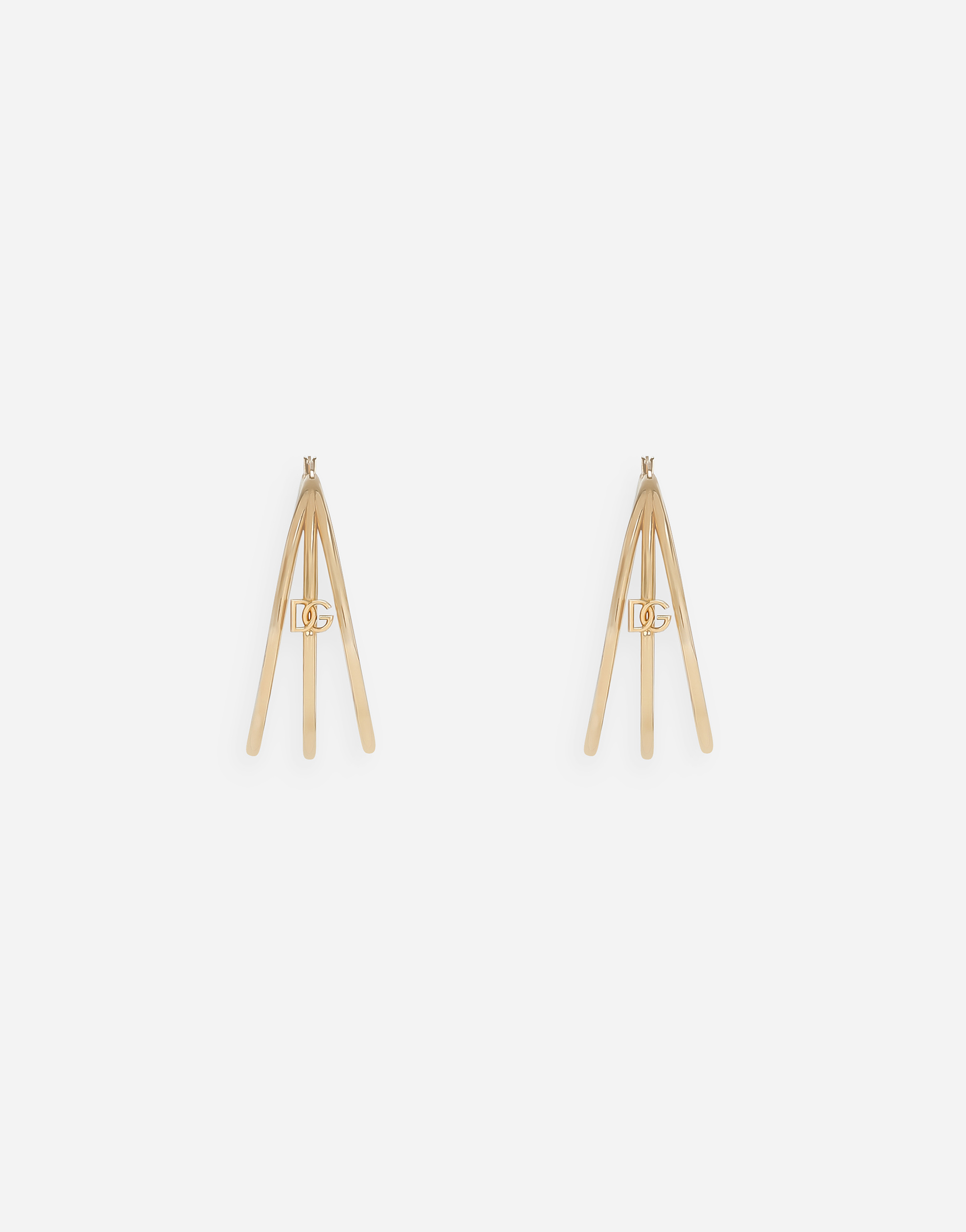 Dolce & Gabbana Creole Multi-hoop Earrings With Dg Logo - Woman Bijoux Gold Metal Onesize