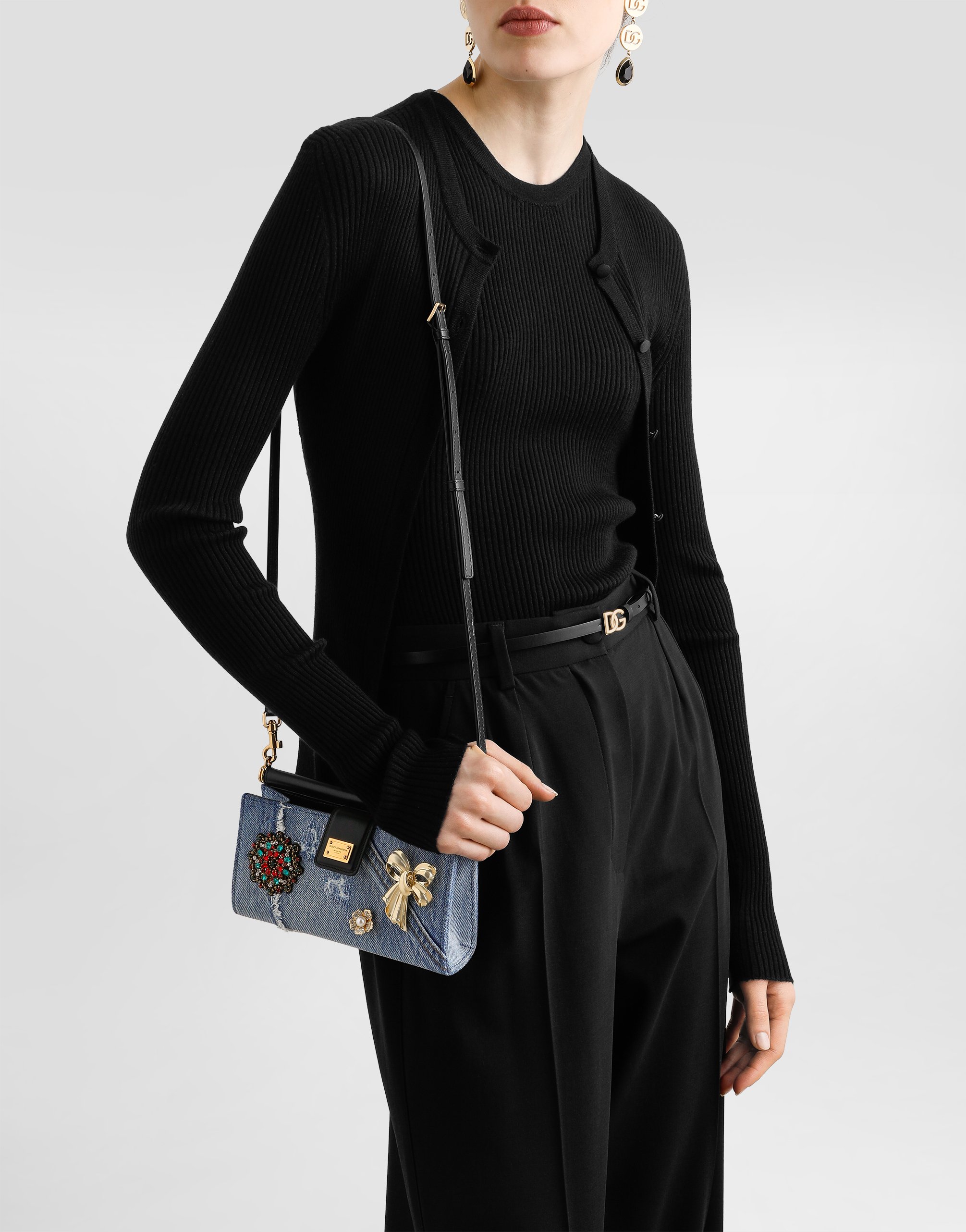 Dolce & Gabbana Sicily Denim Phone Bag In Multi