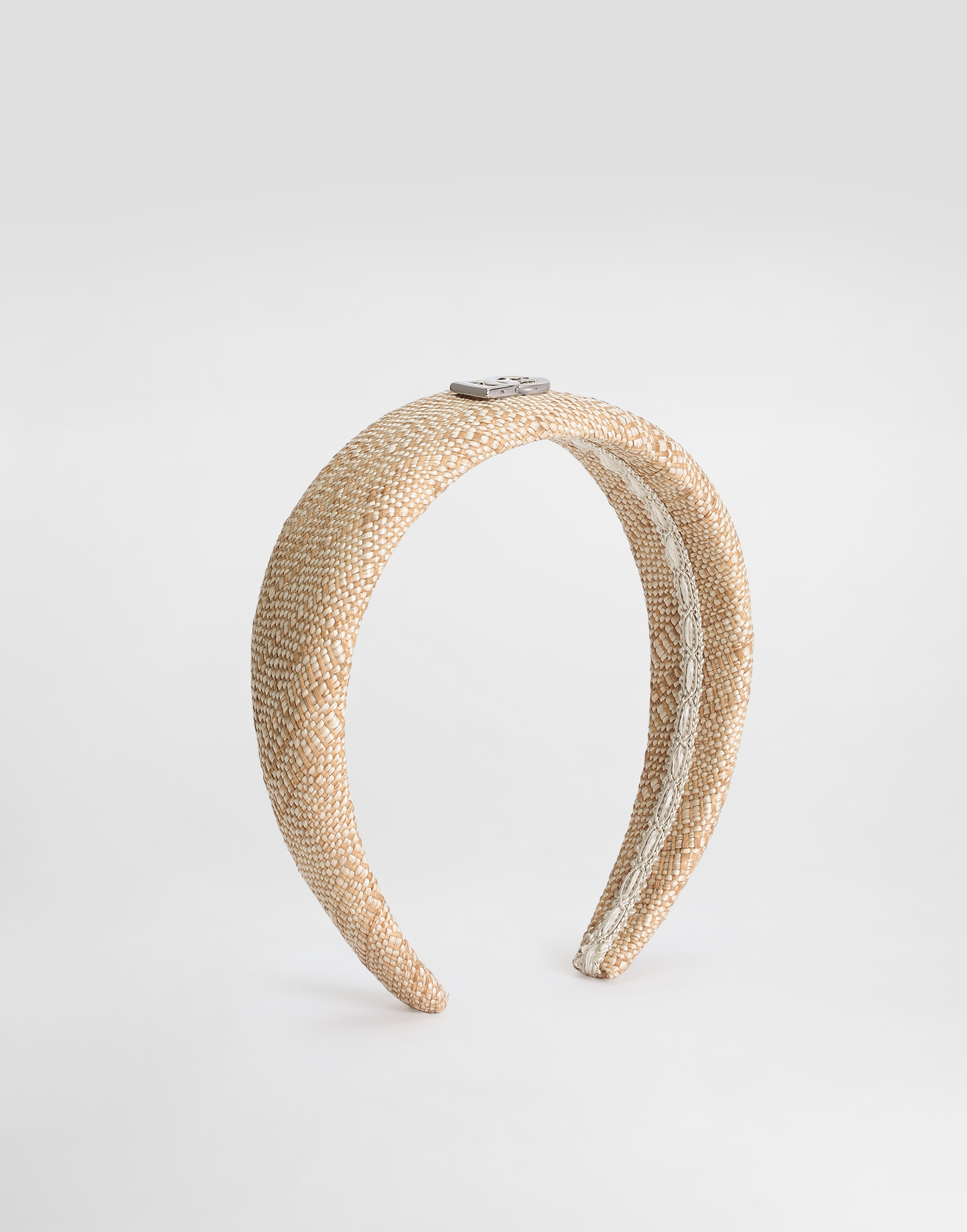 Dolce & Gabbana Raffia Canvas Headband With Dg Logo