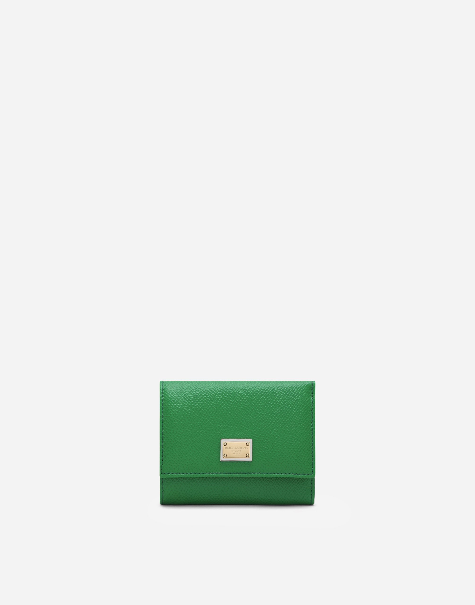 Dolce & Gabbana Dauphine Calfskin Wallet With Branded Tag In Green