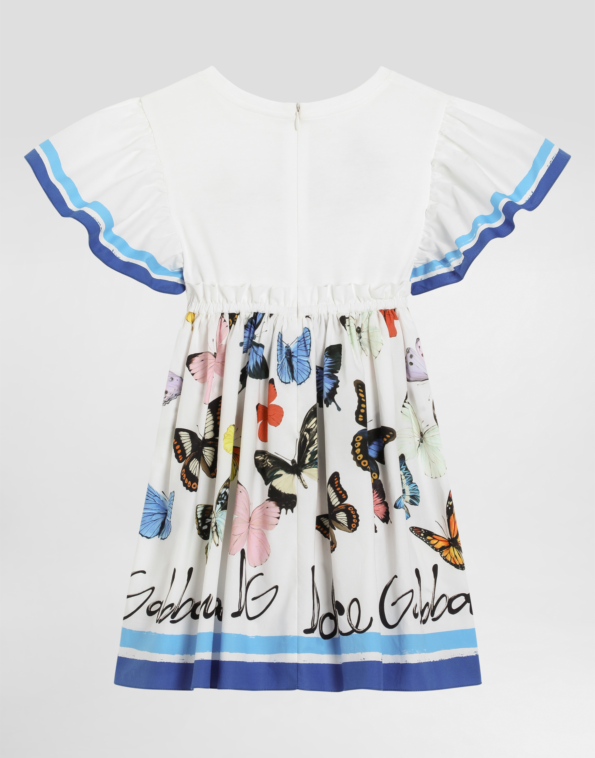 Dolce & Gabbana Butterfly-print Poplin And Jersey Dress In Print
