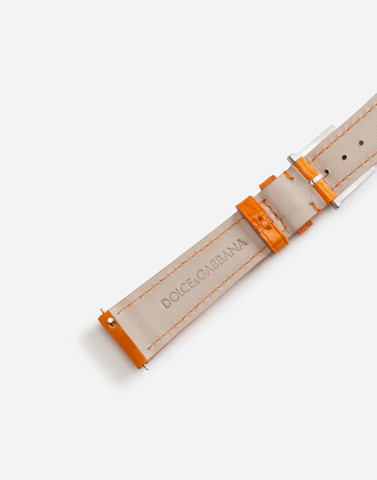 Dolce & Gabbana Alligator Strap With Buckle And Hook In Steel In Orange