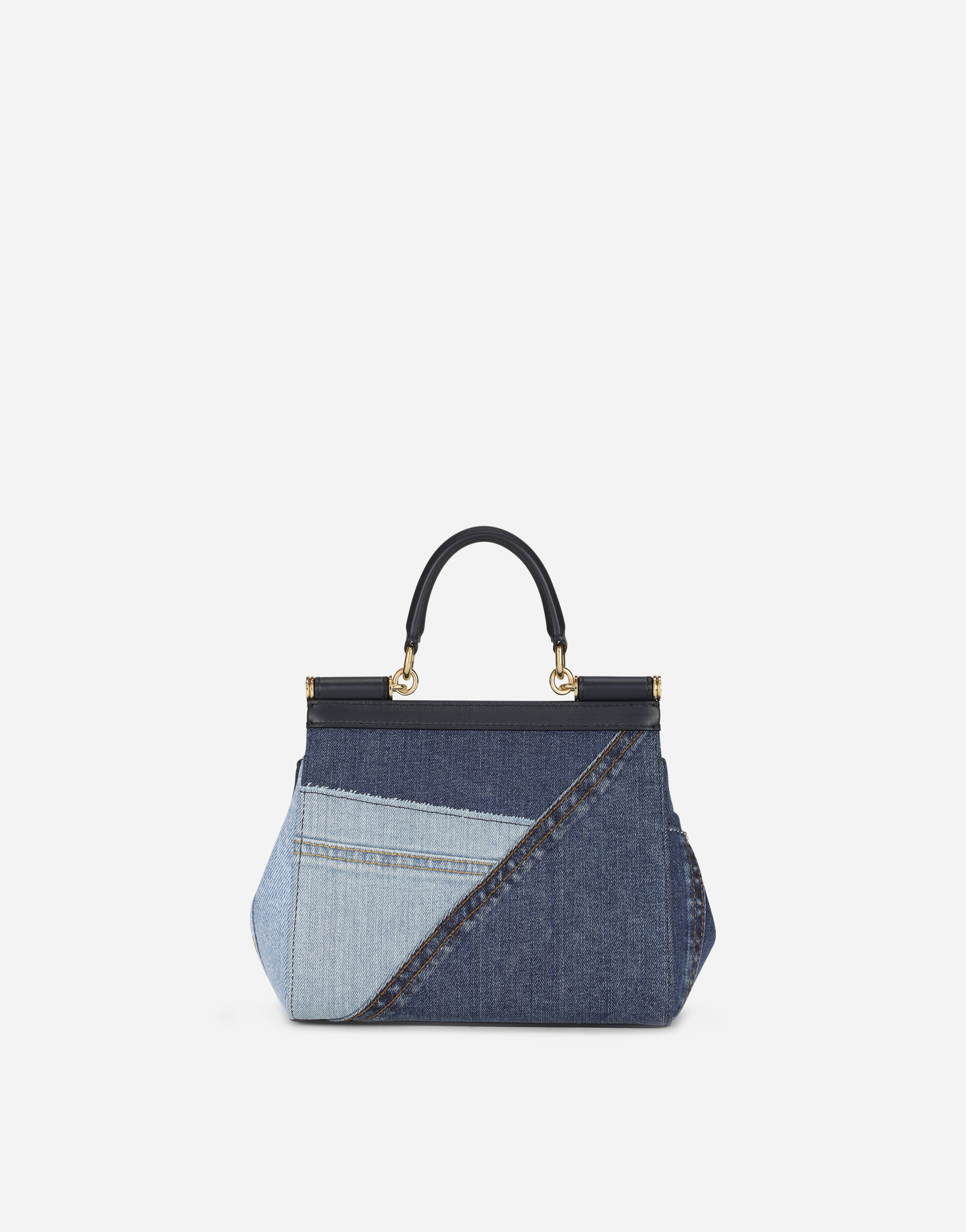 Shop Dolce & Gabbana Small Sicily Bag In Patchwork Denim And Calfskin