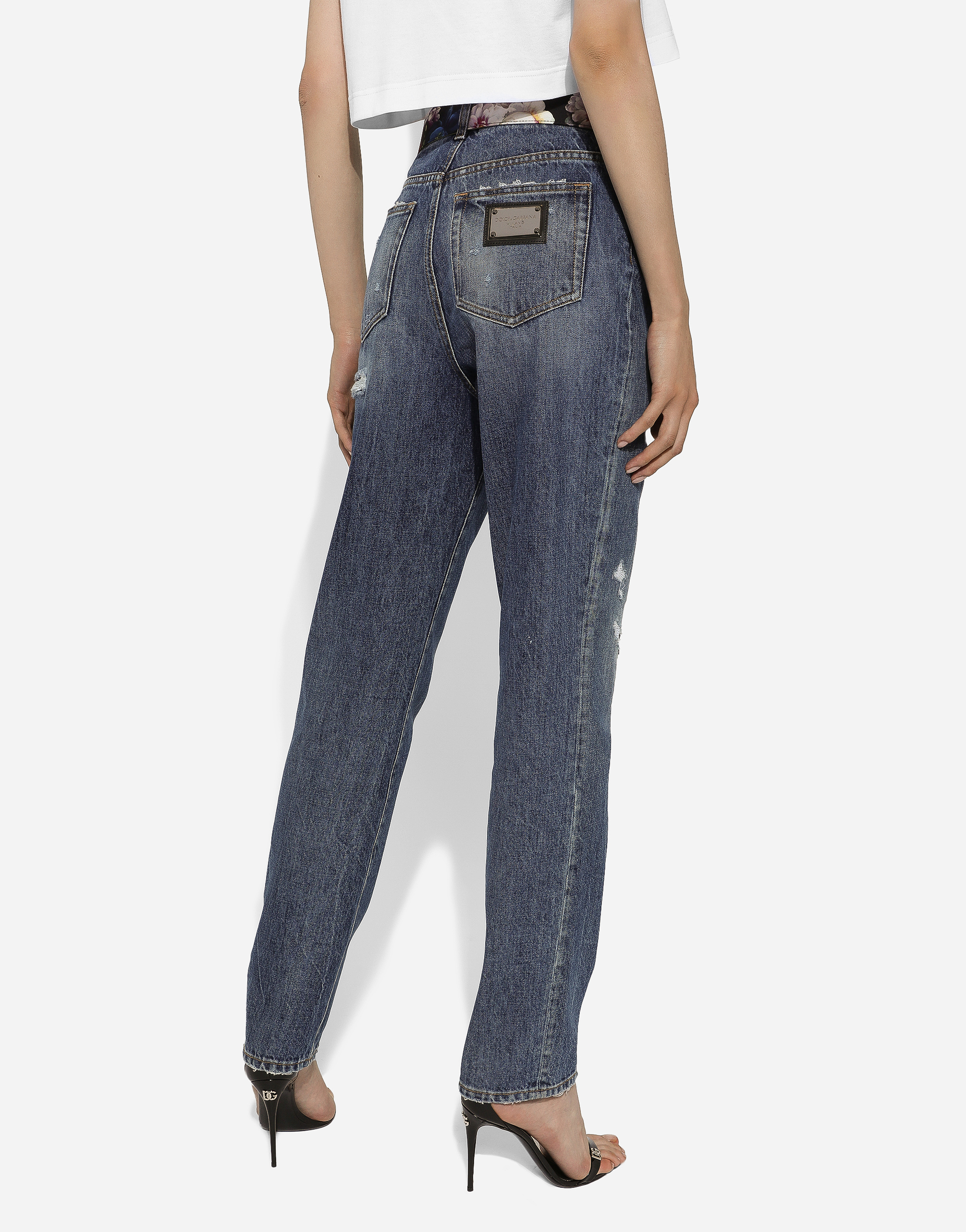 Shop Dolce & Gabbana Denim Jeans With Rips In Blue