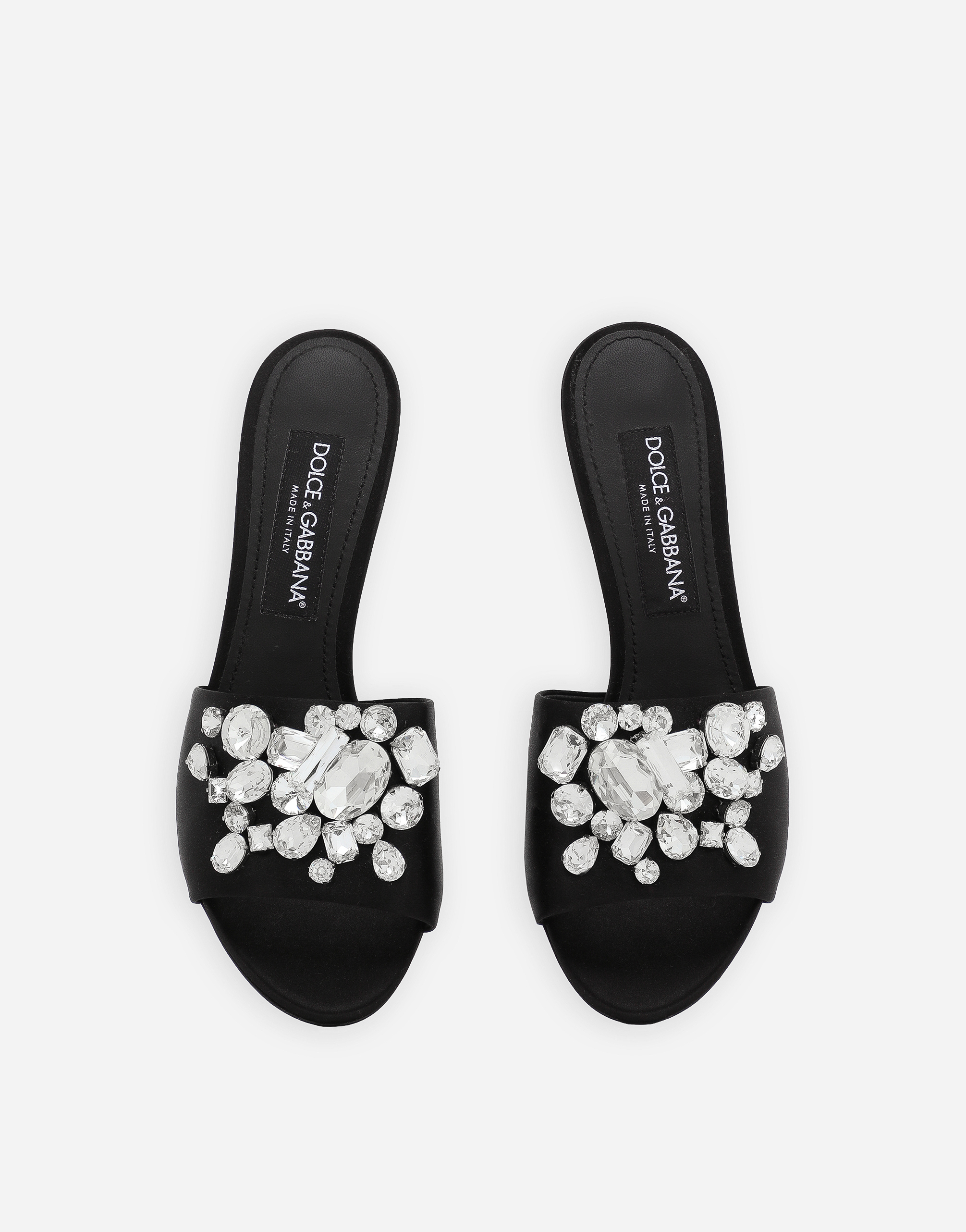 Dolce & Gabbana Crystal-embellished Satin Mules In Black