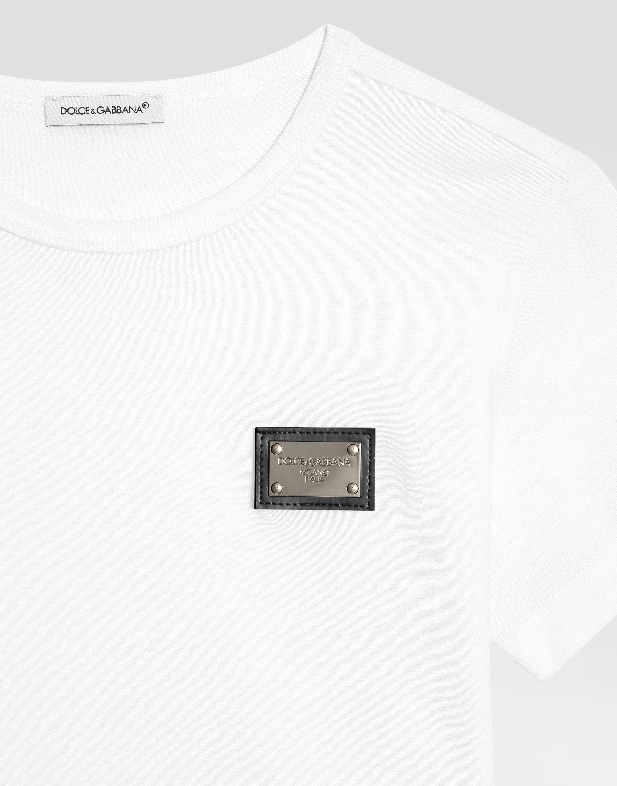  Dolce & Gabbana Dolce & Gabbana Oversized Jersey T-shirt With Logo Plaque - Man T-shirts And Sweatshirts White Cotton 8 Years 