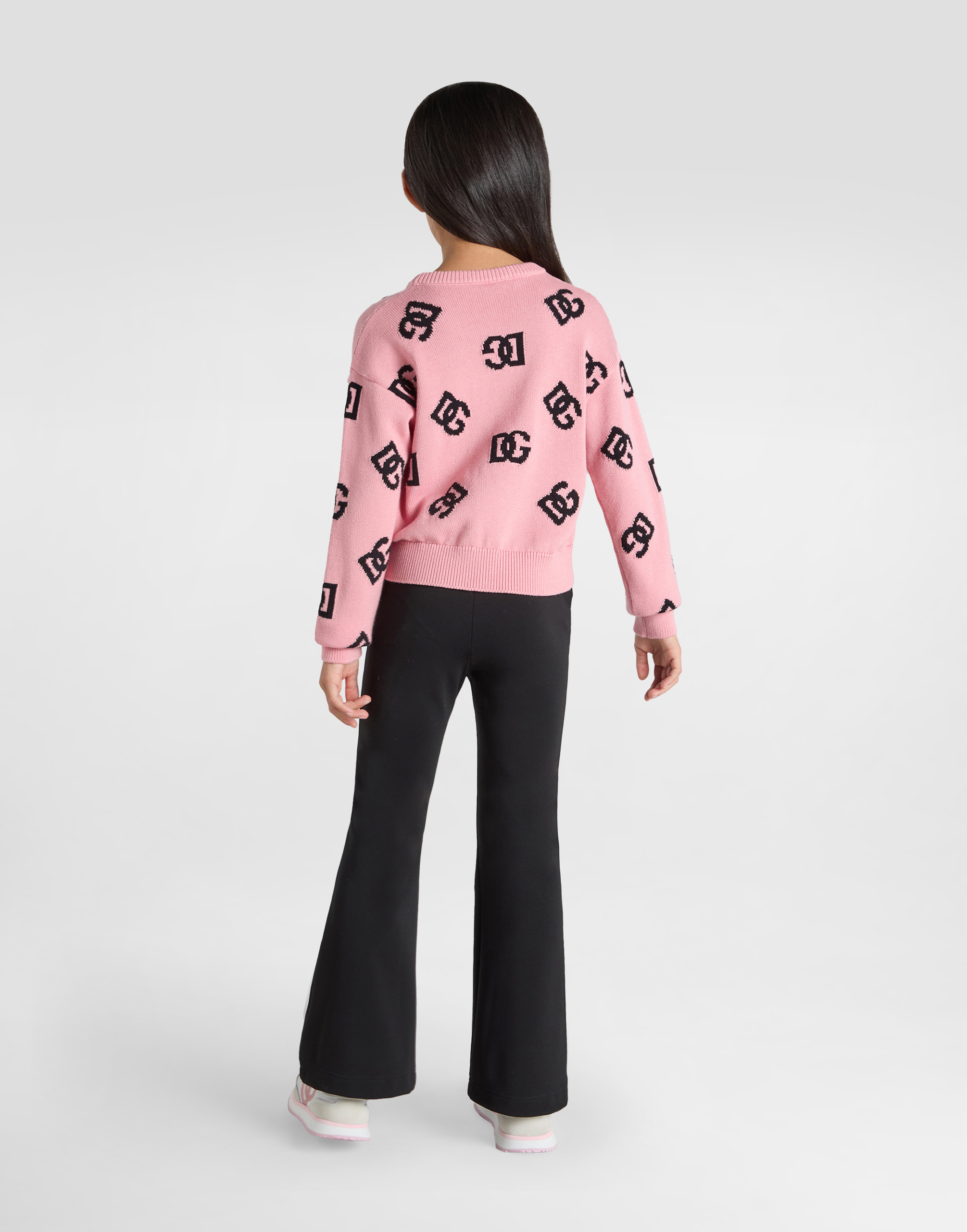 Dolce & Gabbana Plaint-knit Pullover With Dg Logo In Pink