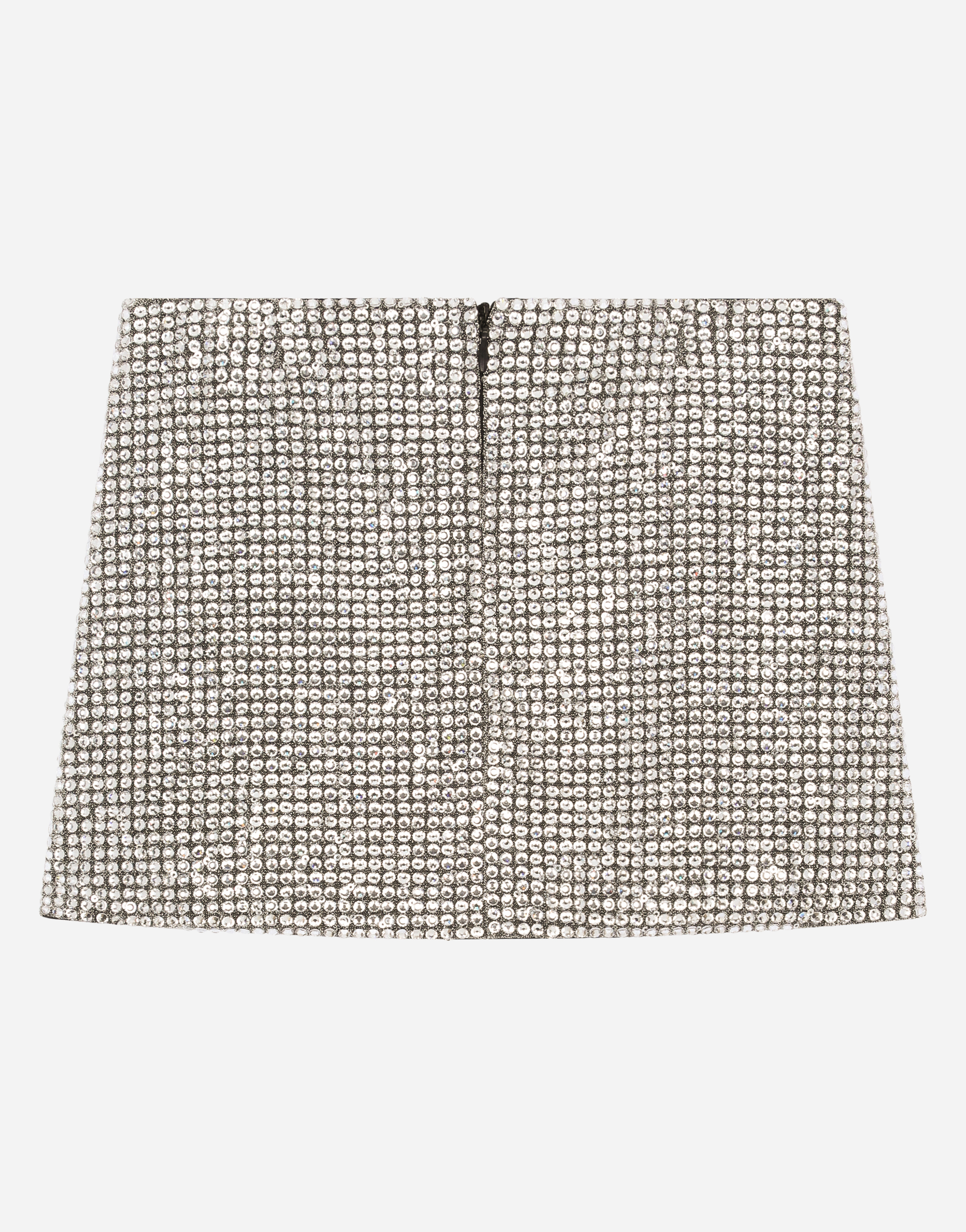 Shop Dolce & Gabbana Short Jersey Skirt With Fusible Rhinestones In Multicolor