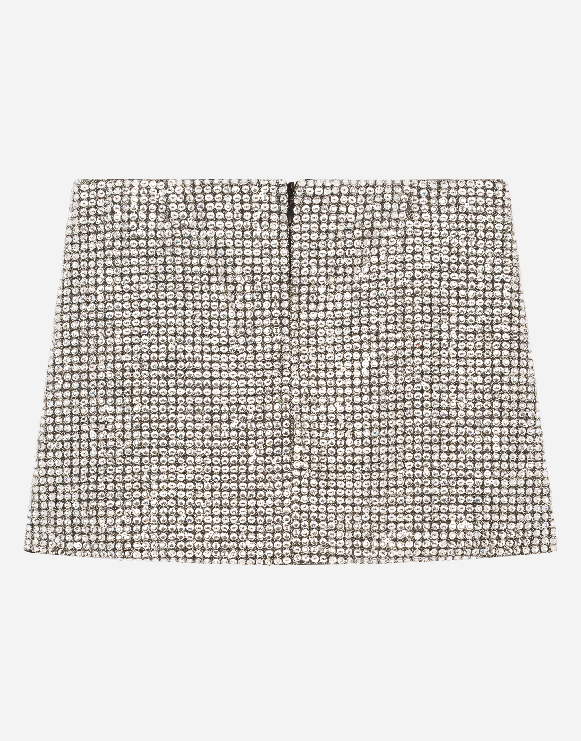 Dolce & Gabbana Short Jersey Skirt With Fusible Rhinestones In Multicolor