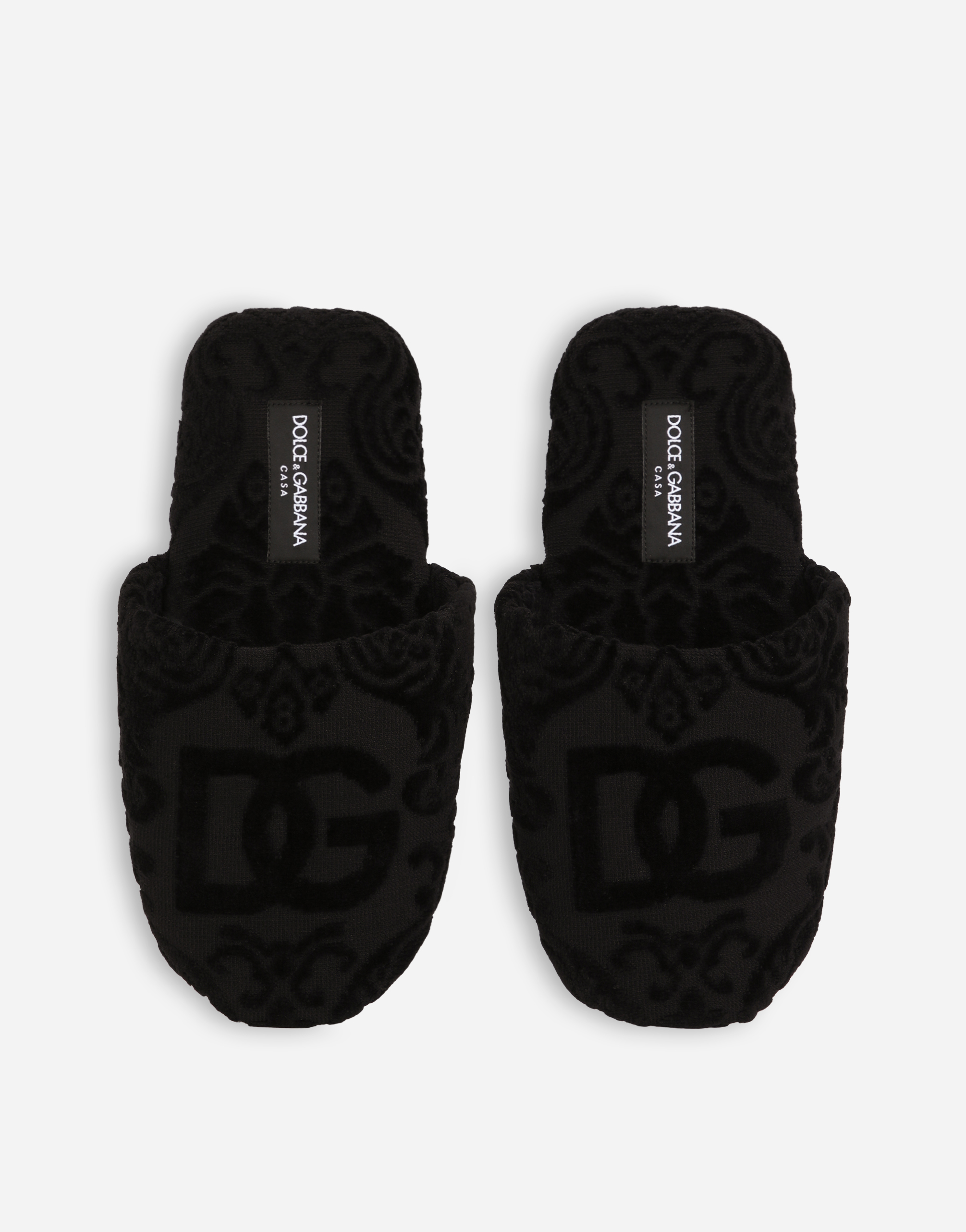 DOLCE & GABBANA JACQUARD COTTON TERRY SLIPPERS 