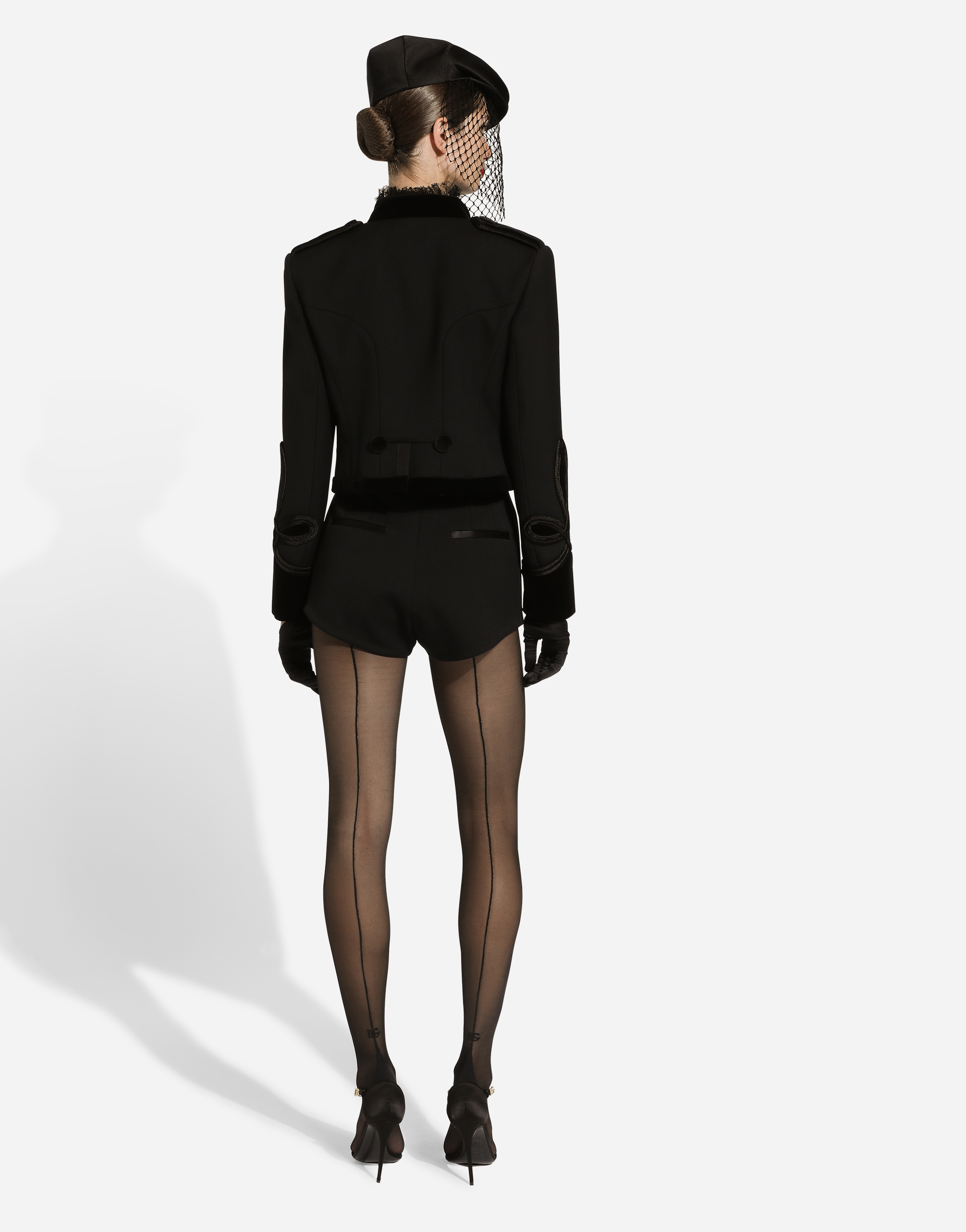 Dolce & Gabbana Double Wool Gabardine Tailcoat With Epaulets In Black