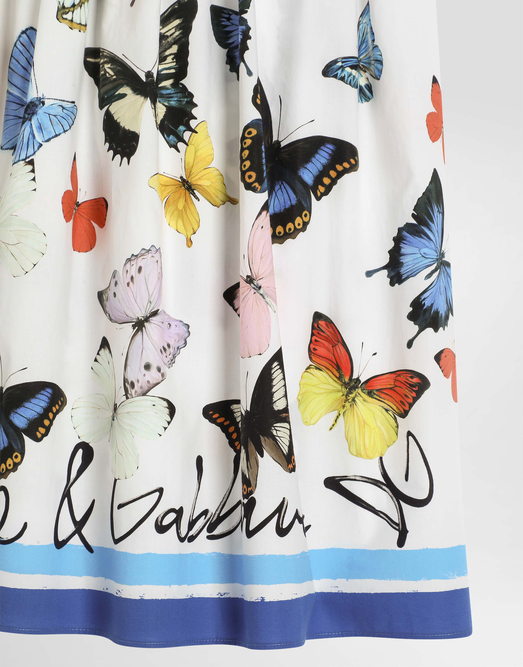 Dolce & Gabbana Poplin Dress With Butterfly Print In Print