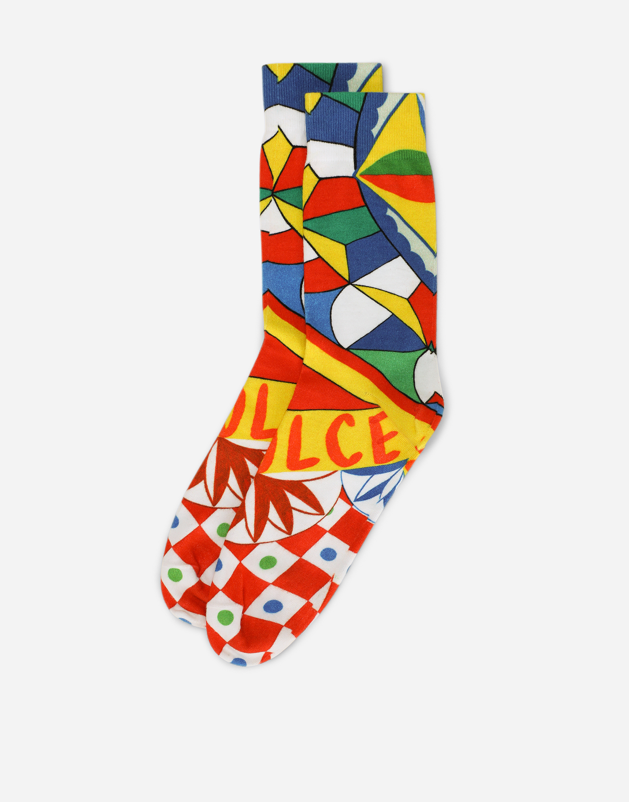 DOLCE & GABBANA CARRETTO-PRINT COTTON SOCKS