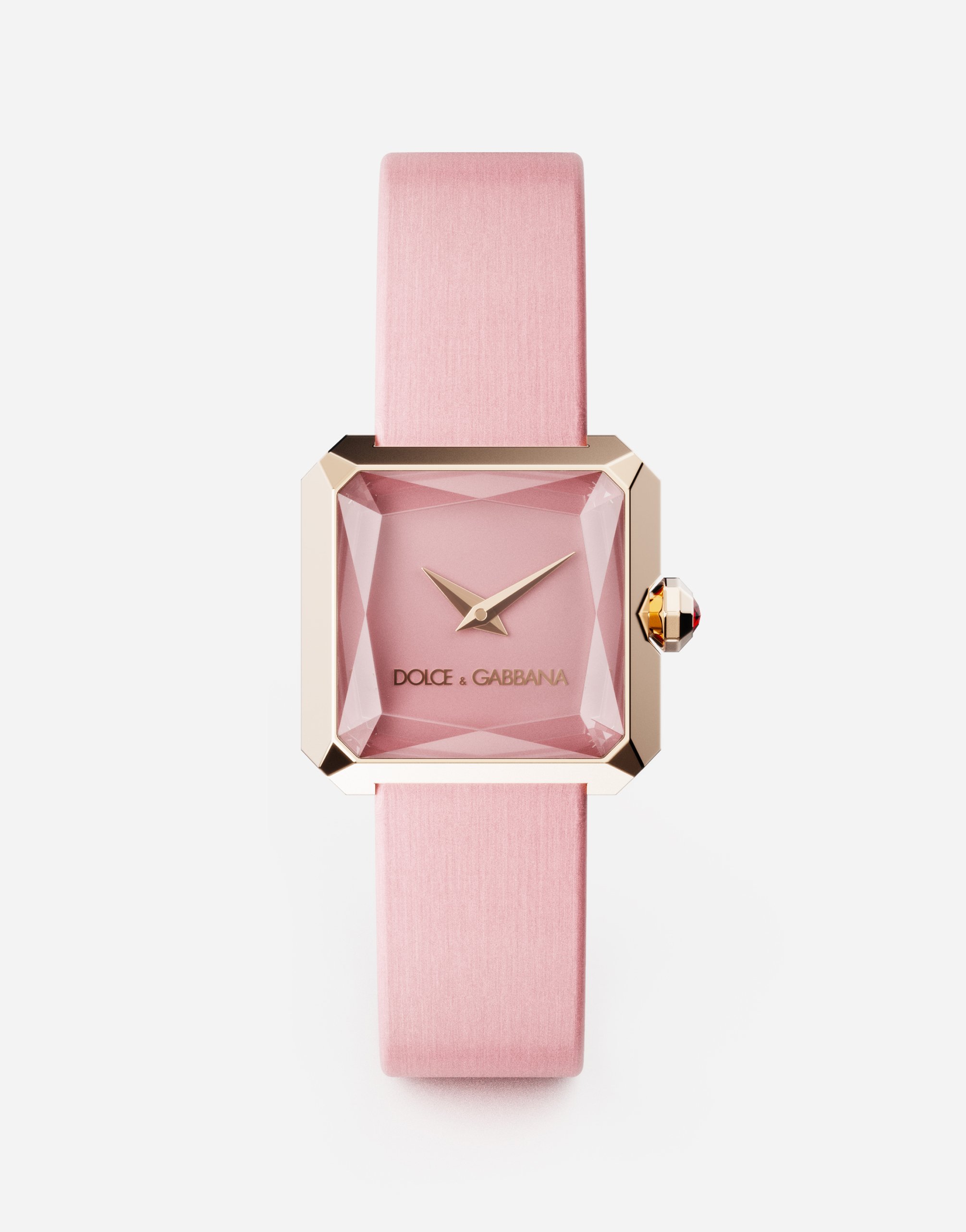 Dolce & Gabbana Gold Watch With Silk Strap In Pink