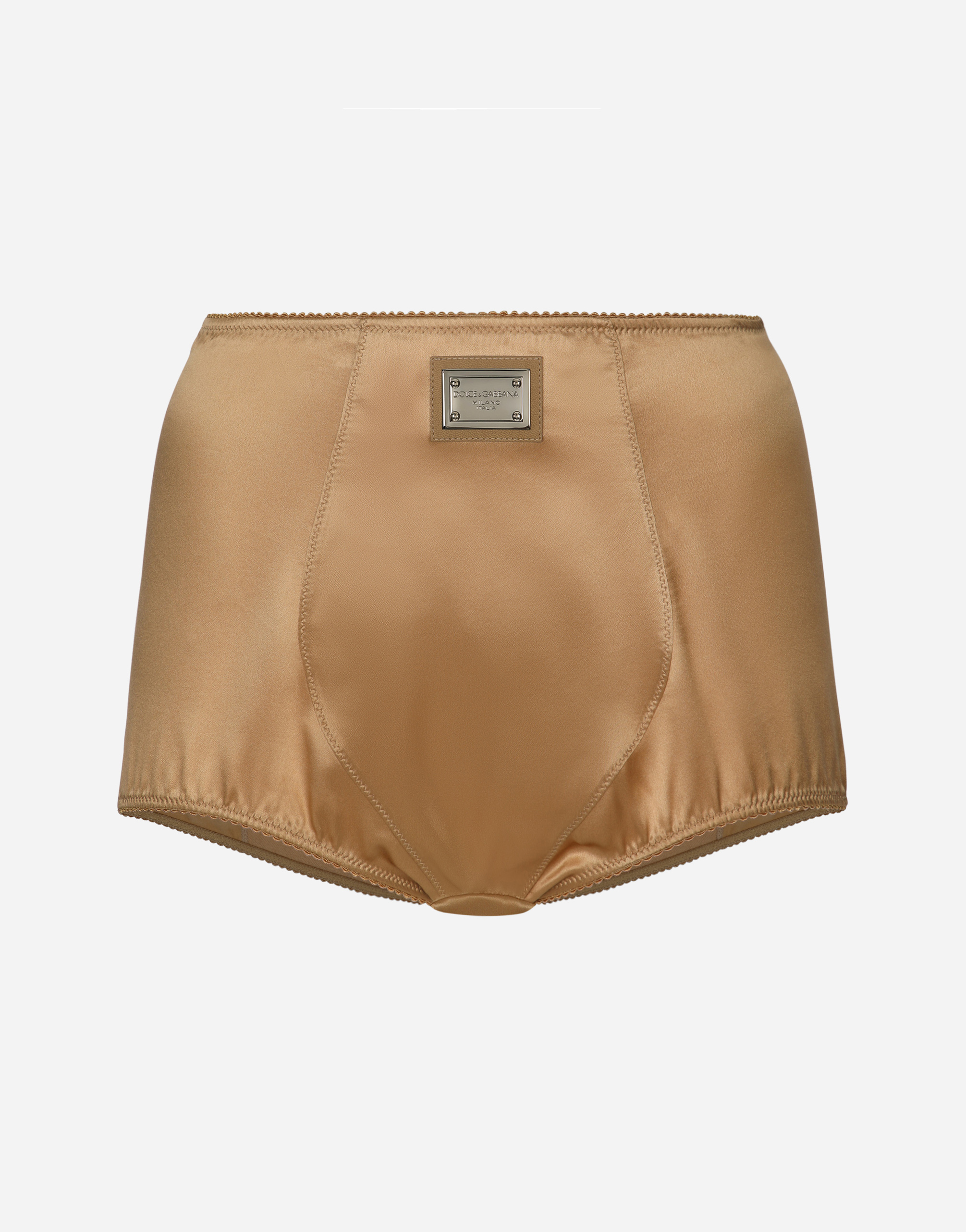 DOLCE & GABBANA SATIN HIGH-WAISTED PANTIES WITH DOLCE&GABBANA TAG