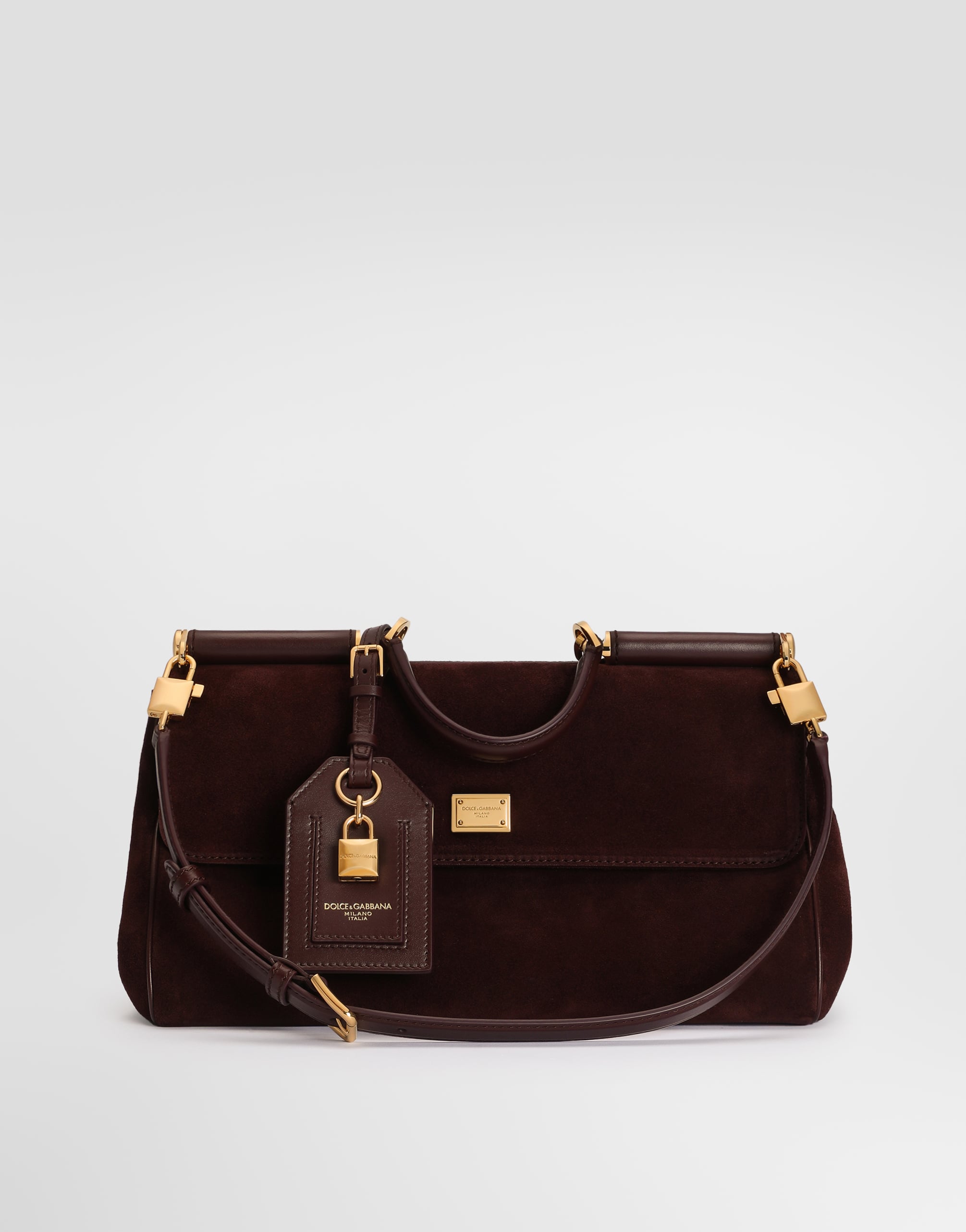 Medium My Sicily handbag in split calfskin in Bordeaux for Women