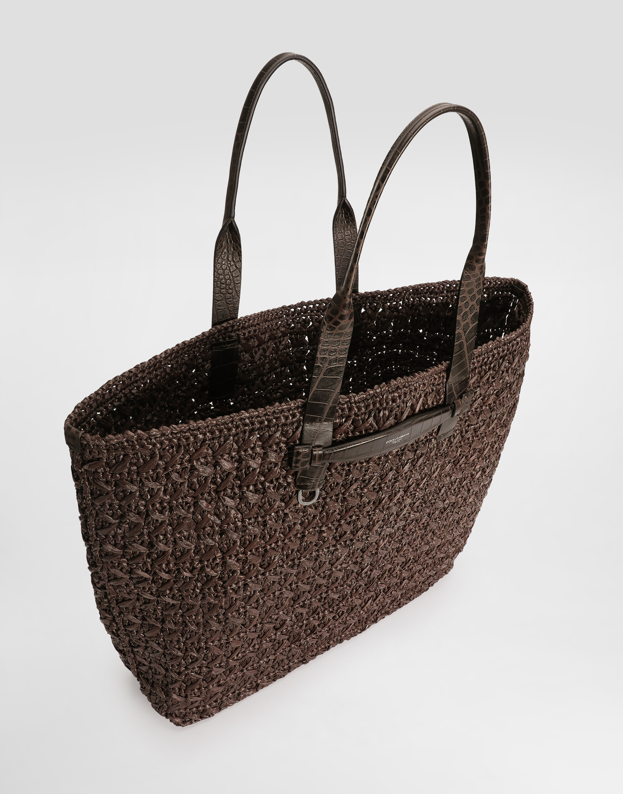 Dolce & Gabbana Crochet Tote Bag Woven Texture In Brown