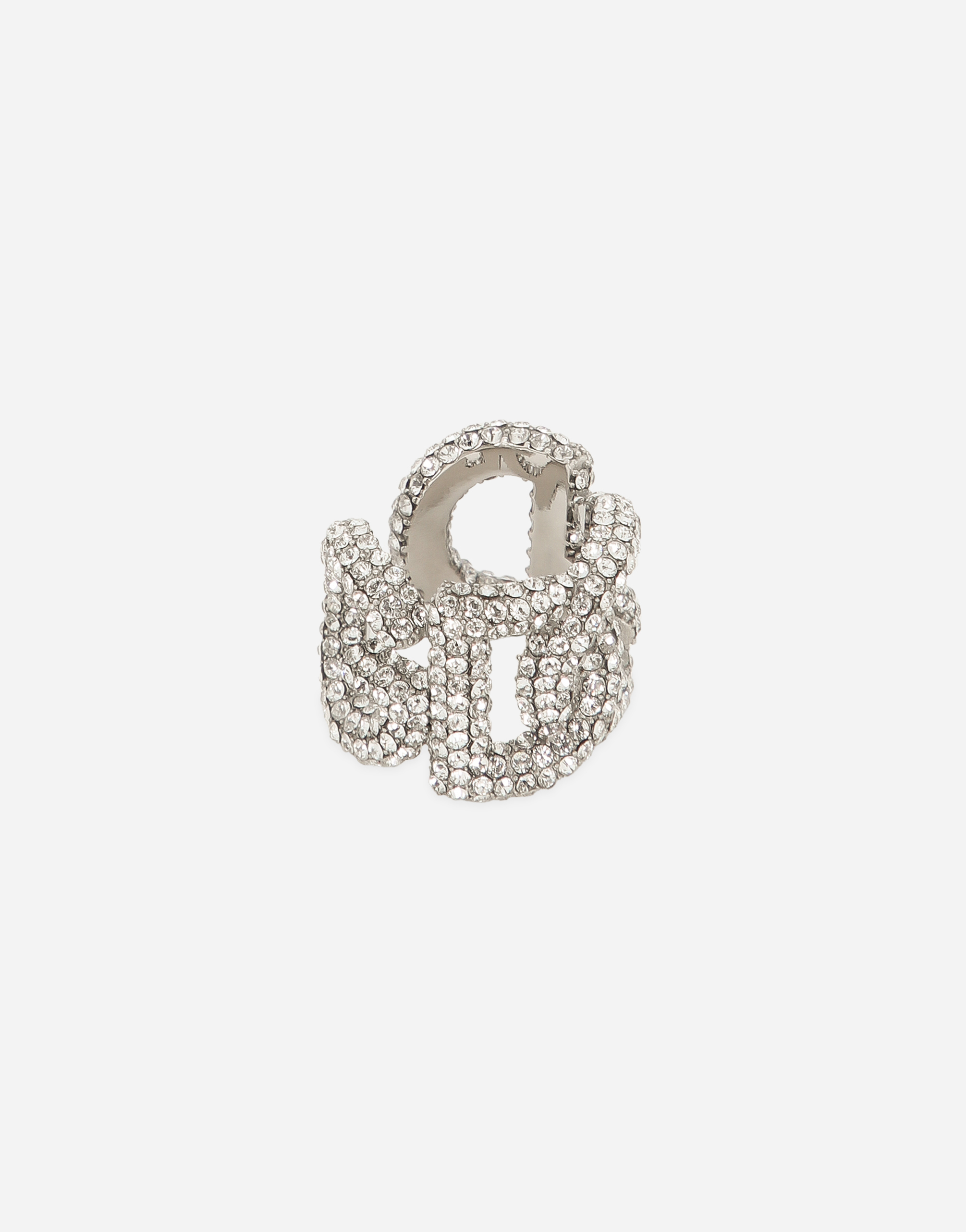 Dolce & Gabbana Rhinestone Ring With Dg Logo In シルバー
