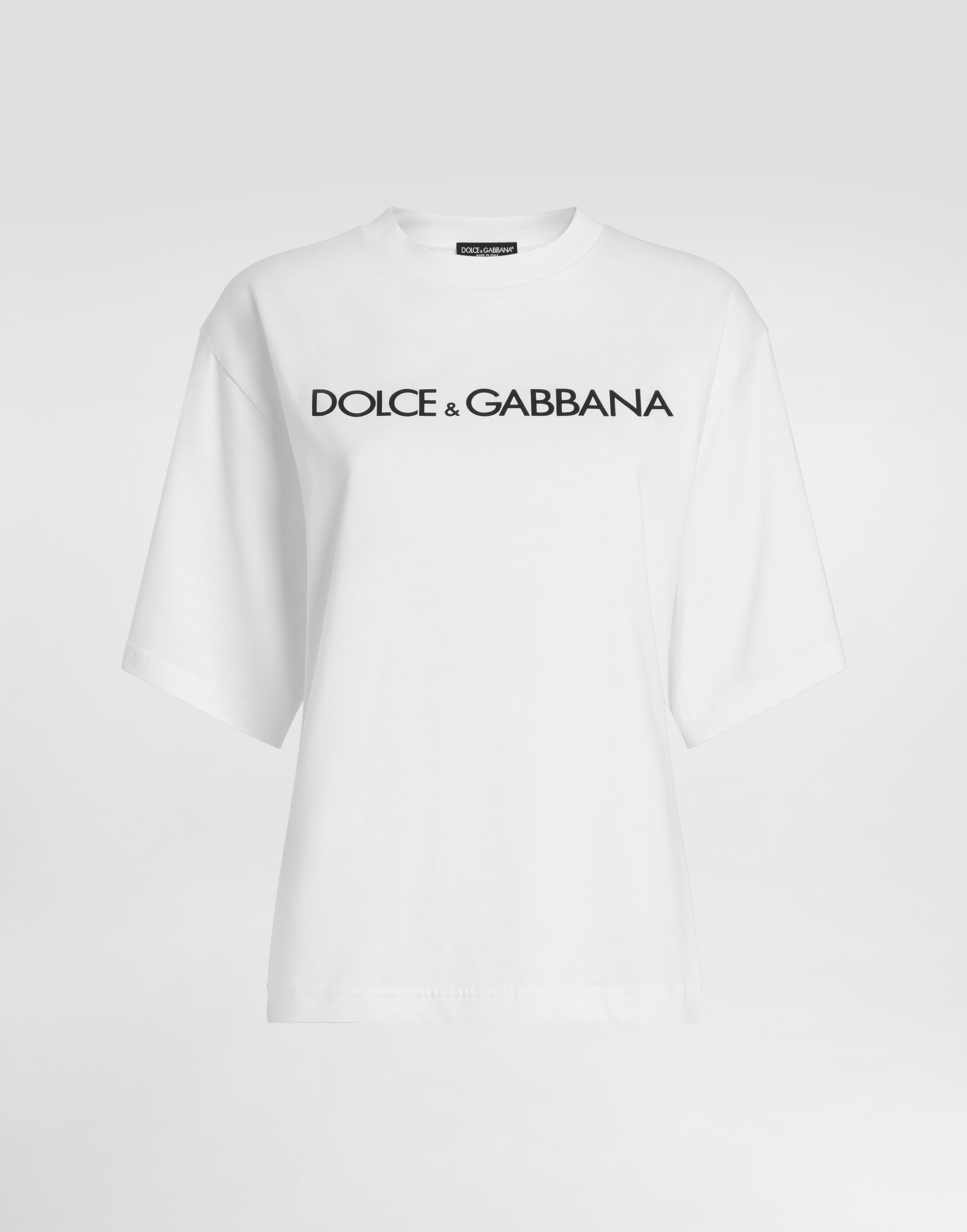 Dolce & Gabbana Dolce&gabbana White Crew-neck T-shirt With Logo In Cotton Women In White