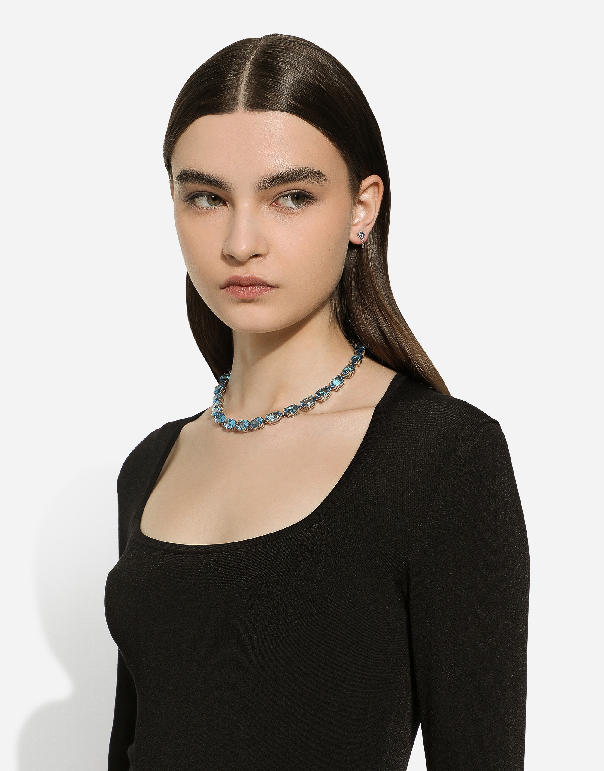 Shop Dolce & Gabbana Single Earring In White Gold 18kt With Swiss Topaz