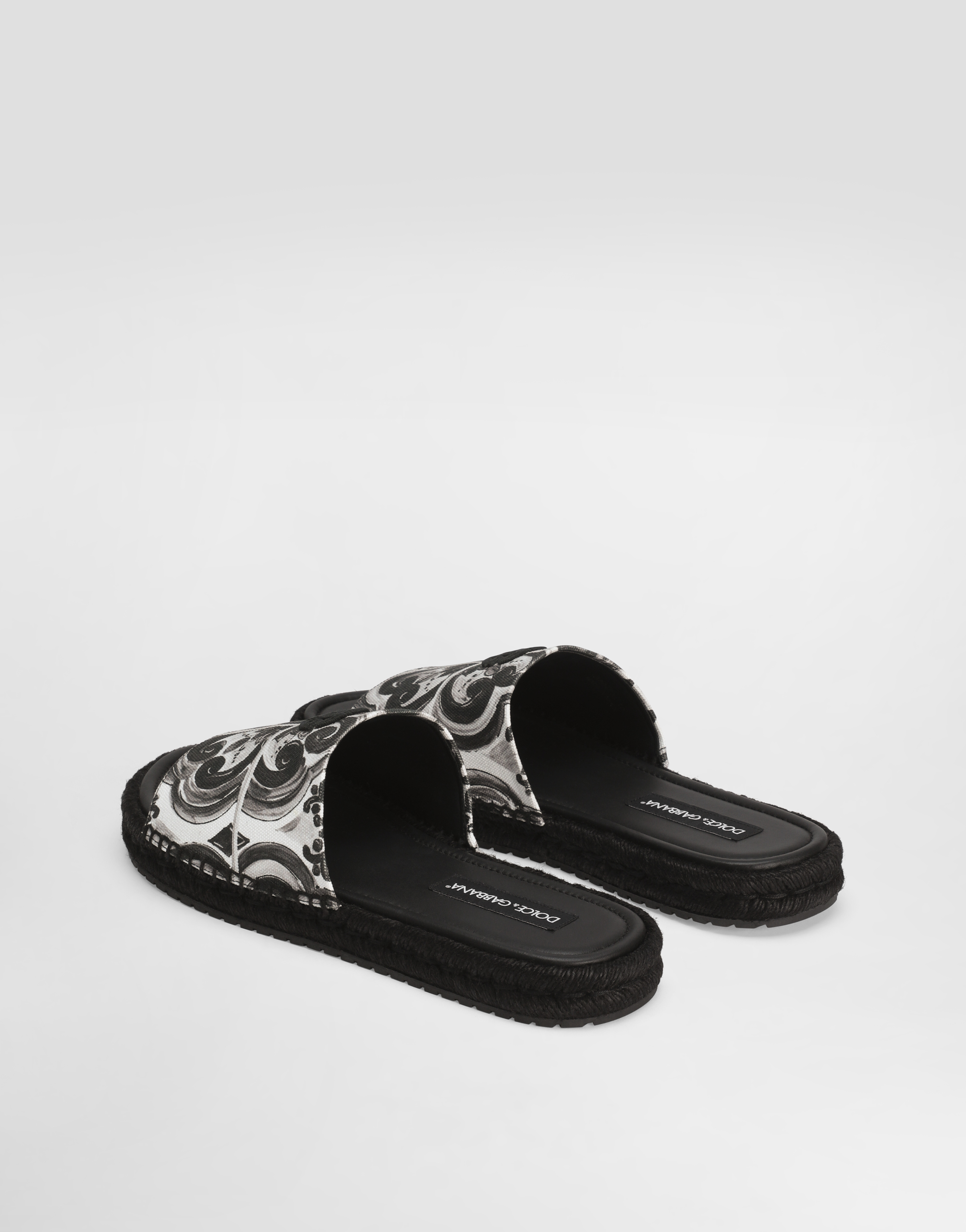 Majolica-print canvas espadrille sandal