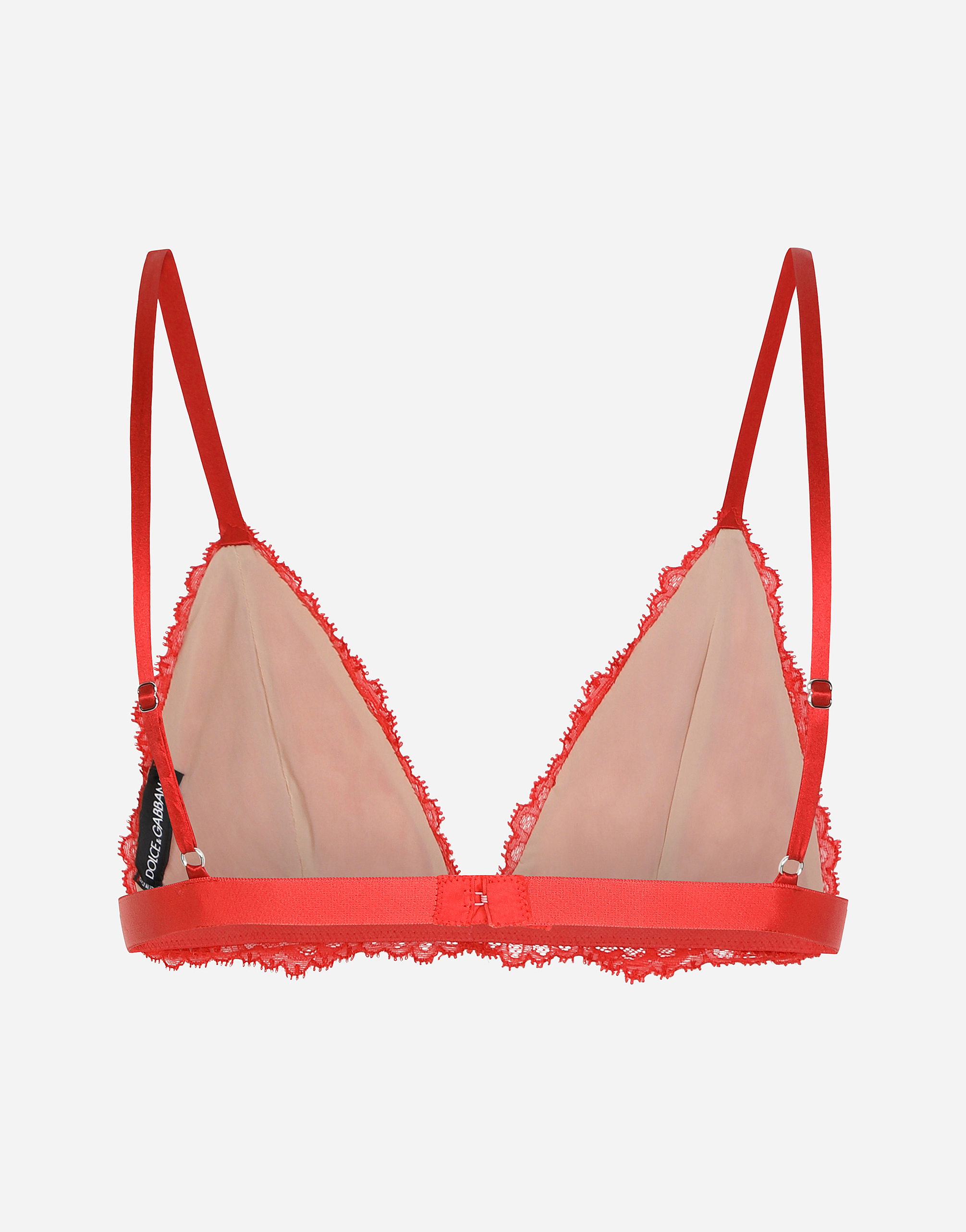 Dolce & Gabbana Chantilly Lace Triangle Bra In Red