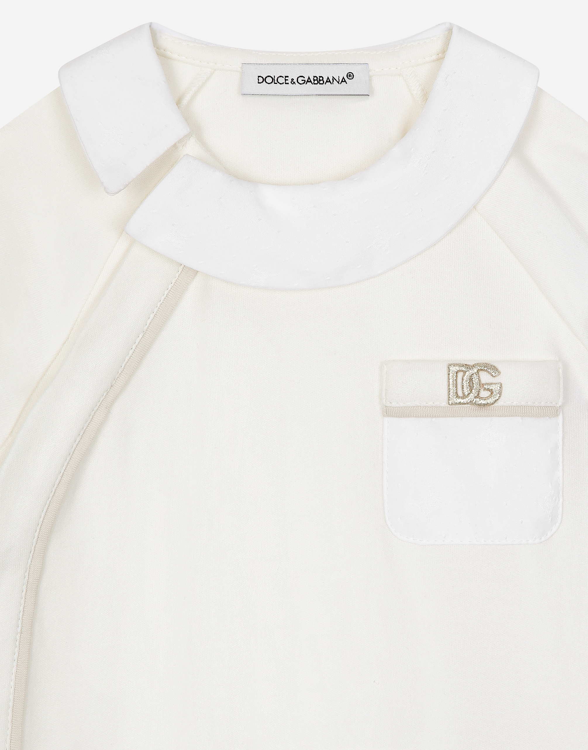 Polka-dot interlock and jacquard onesie with DG logo